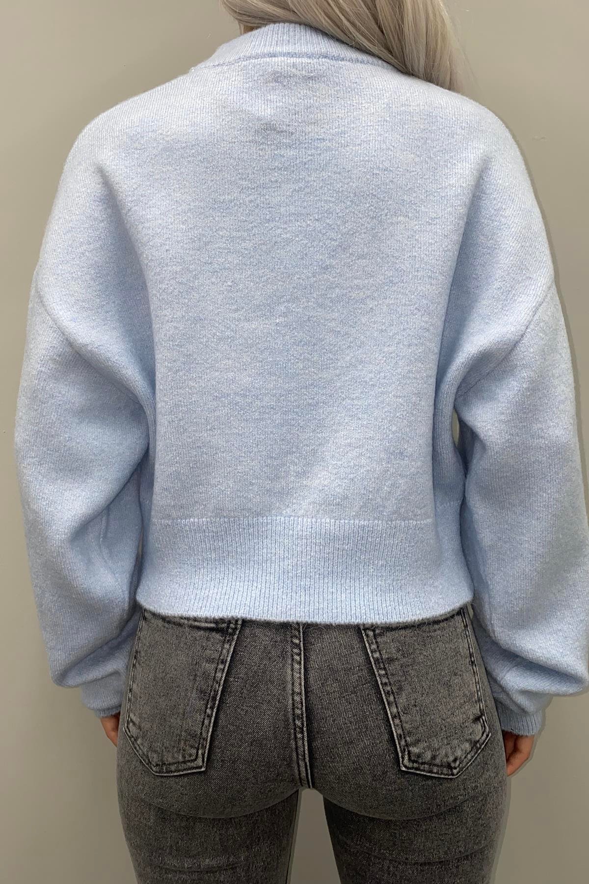 BİSİKLET YAKA CROP YUMOŞ KAZAK