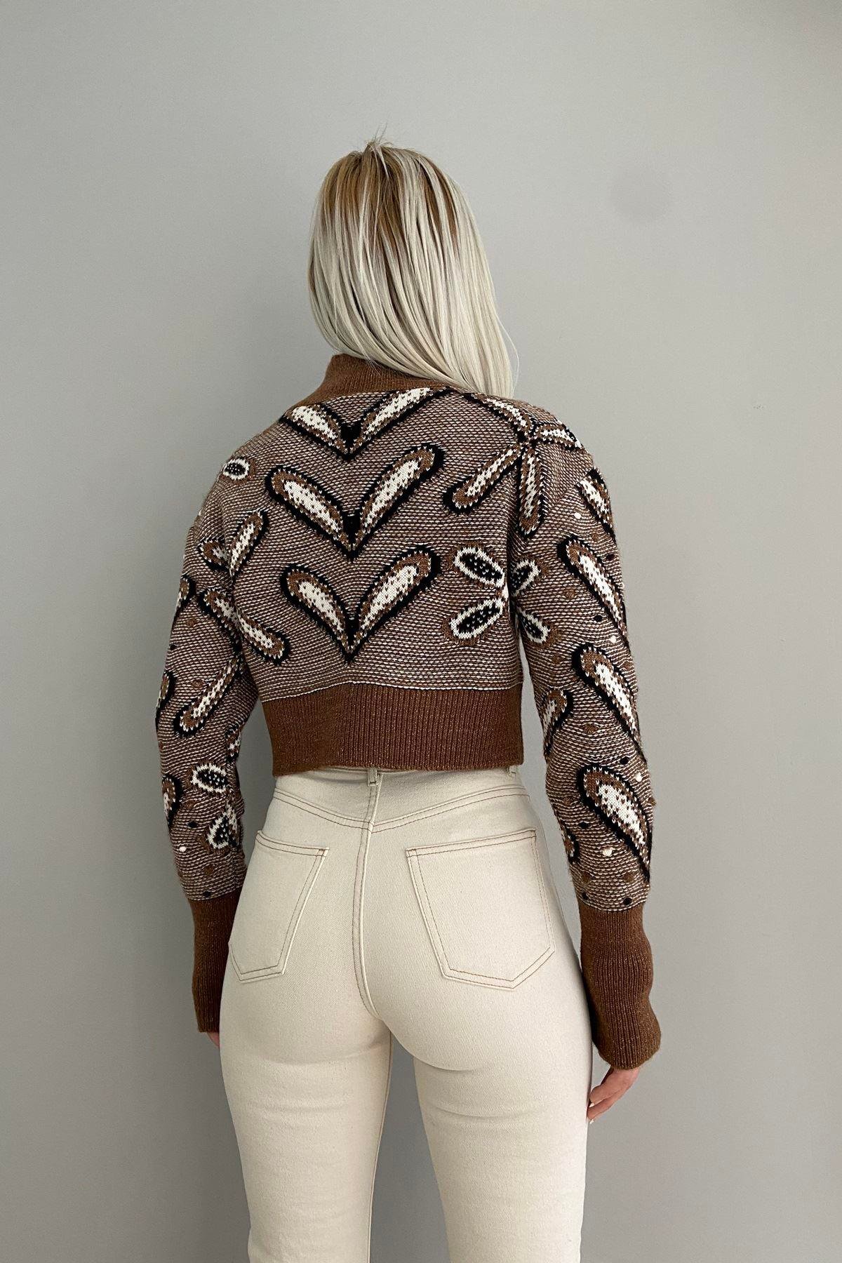 DESENLİ CROP KAZAK