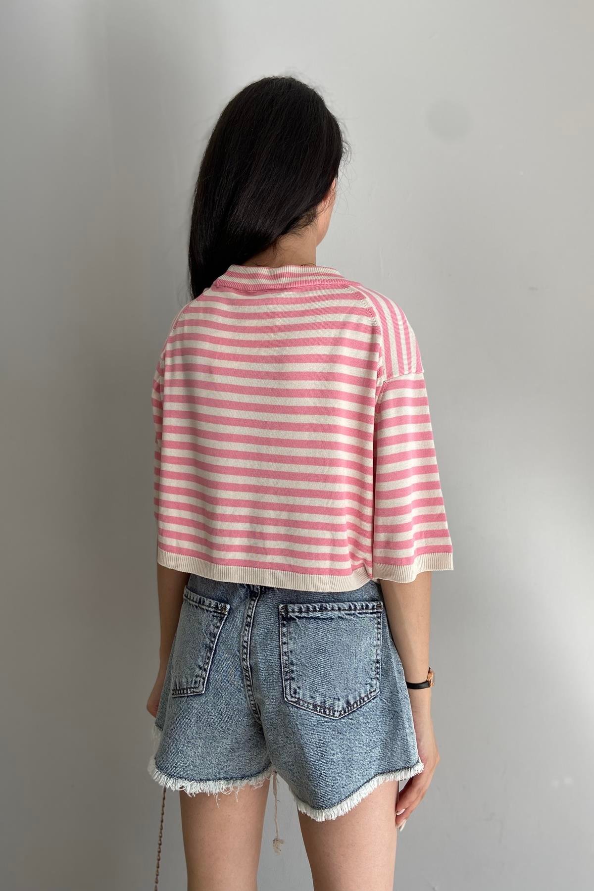 OVERSİZE ÇİZGİ DETAY CROP TRIKO