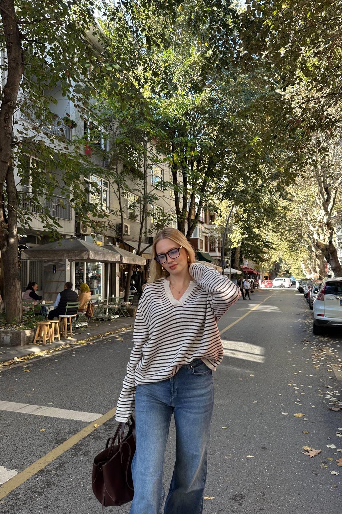 POLO YAKA ÇİZGİ DETAY TRIKO KAZAK