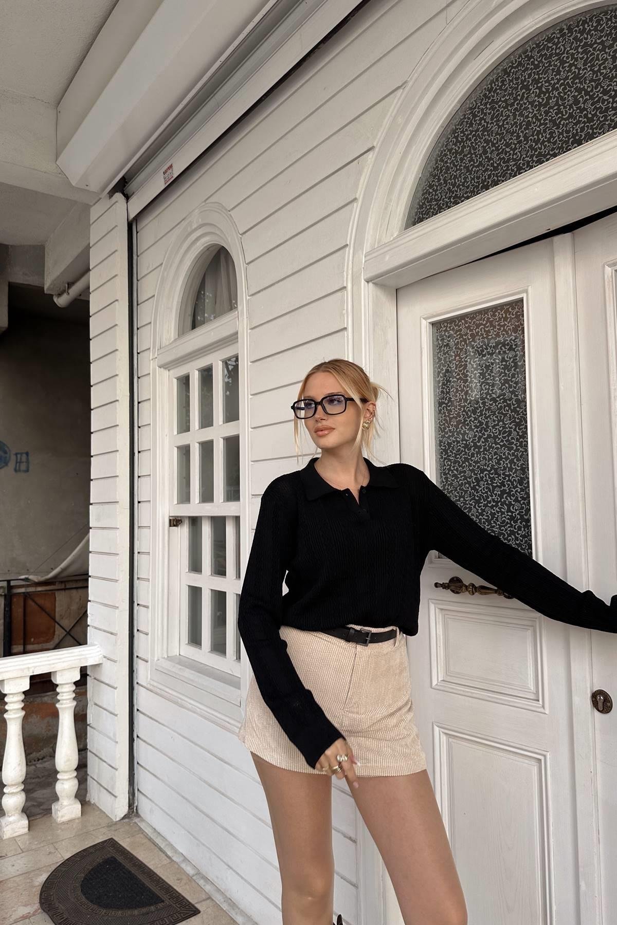 POLO YAKA DÜĞMELİ AJURLU TRIKO KAZAK