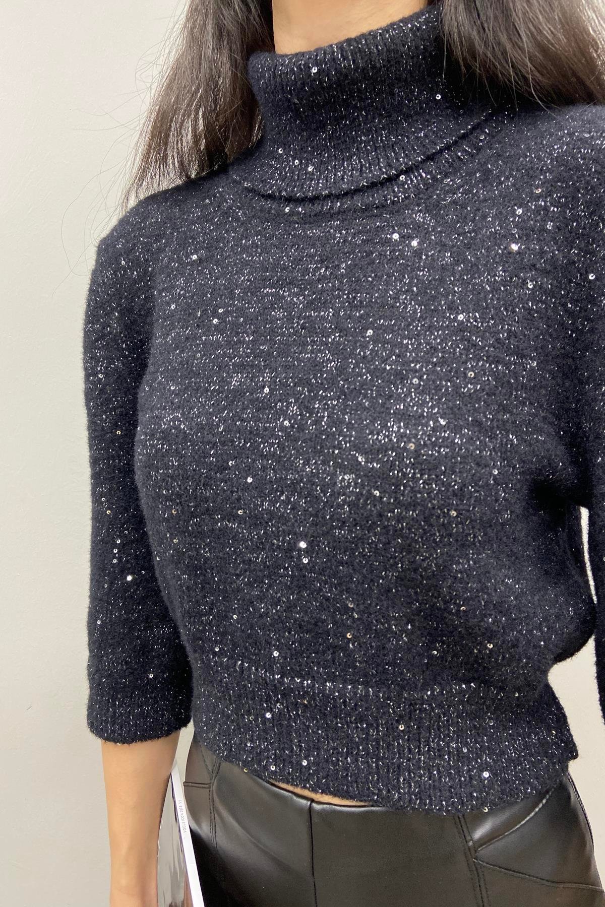 PULLU BALIKÇI YAKA KISA KOL CROP TRIKO
