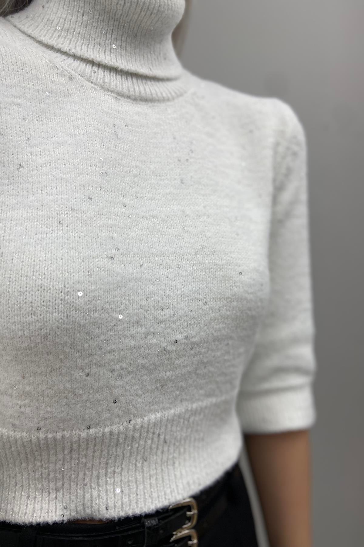 PULLU BALIKÇI YAKA KISA KOL CROP TRIKO