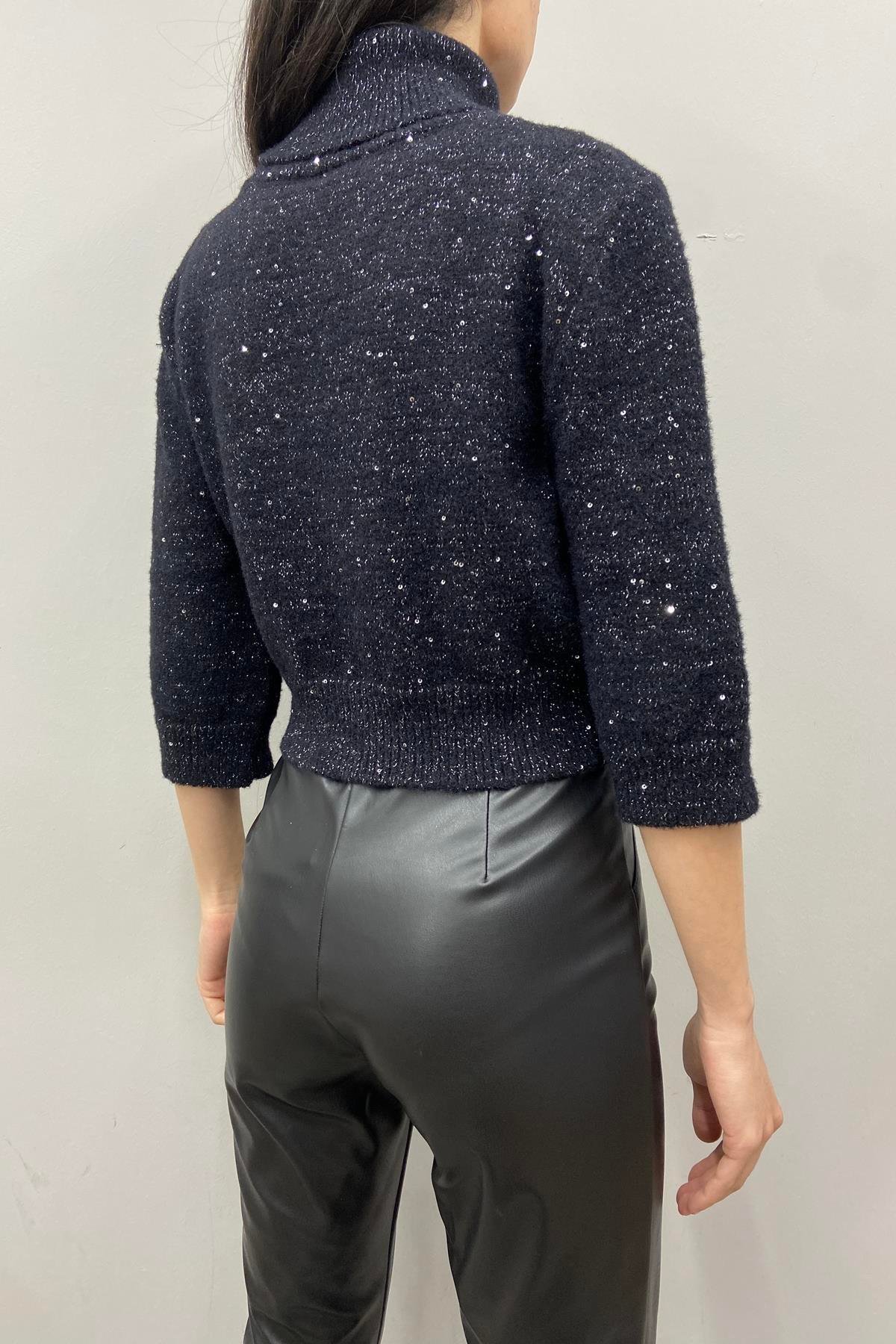 PULLU BALIKÇI YAKA KISA KOL CROP TRIKO