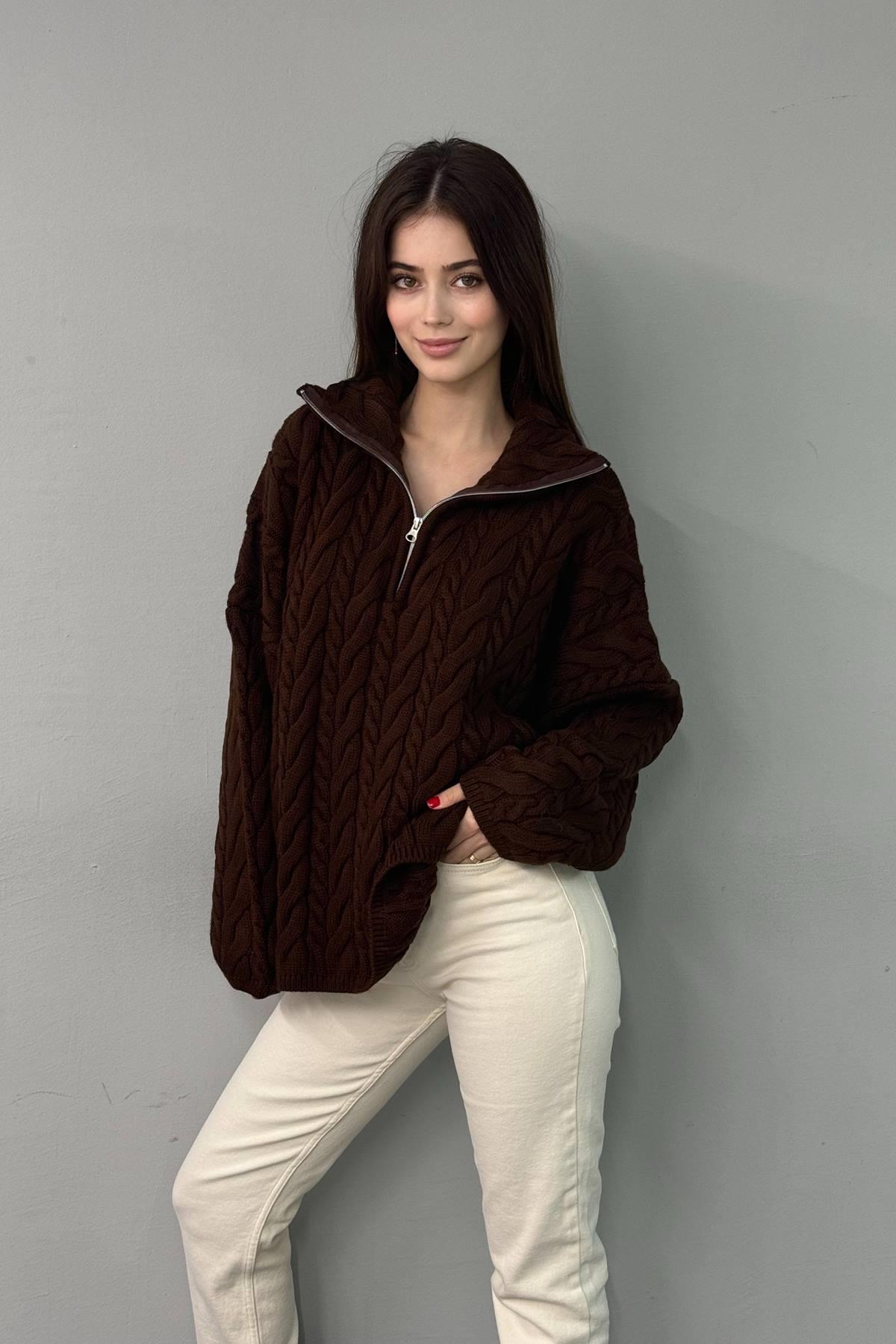 SAÇ ÖRGÜ OVERSİZE TRIKO KAZAK