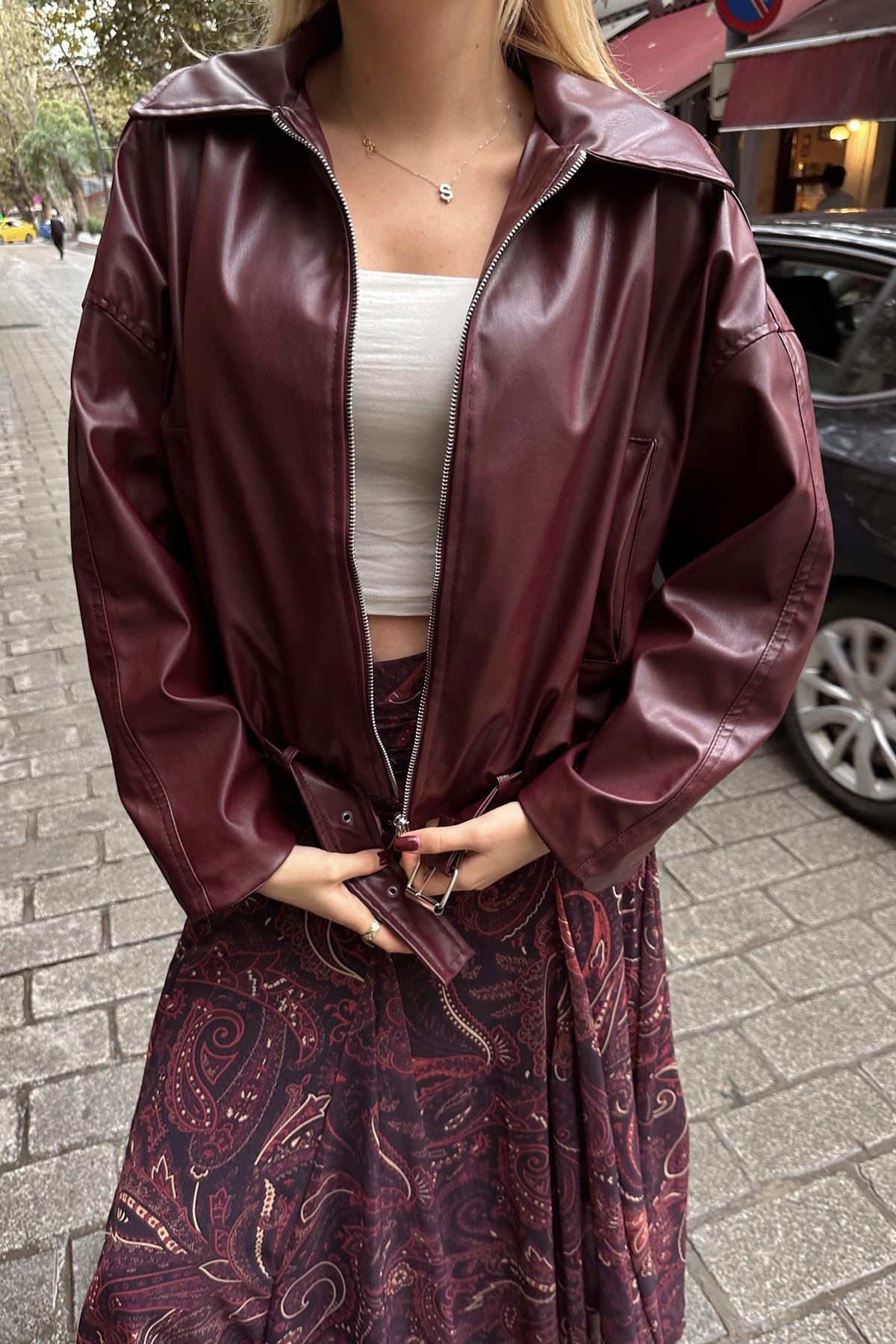 BOMBER DERİ CEKET