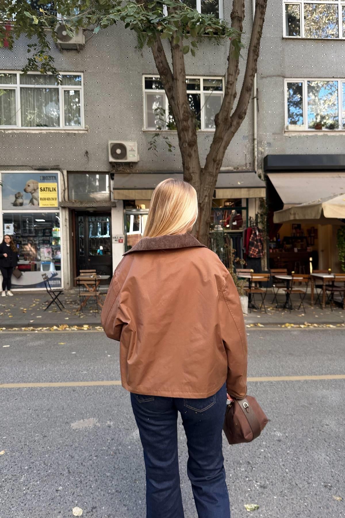 KADİFE YAKA DETAYLI CEKET