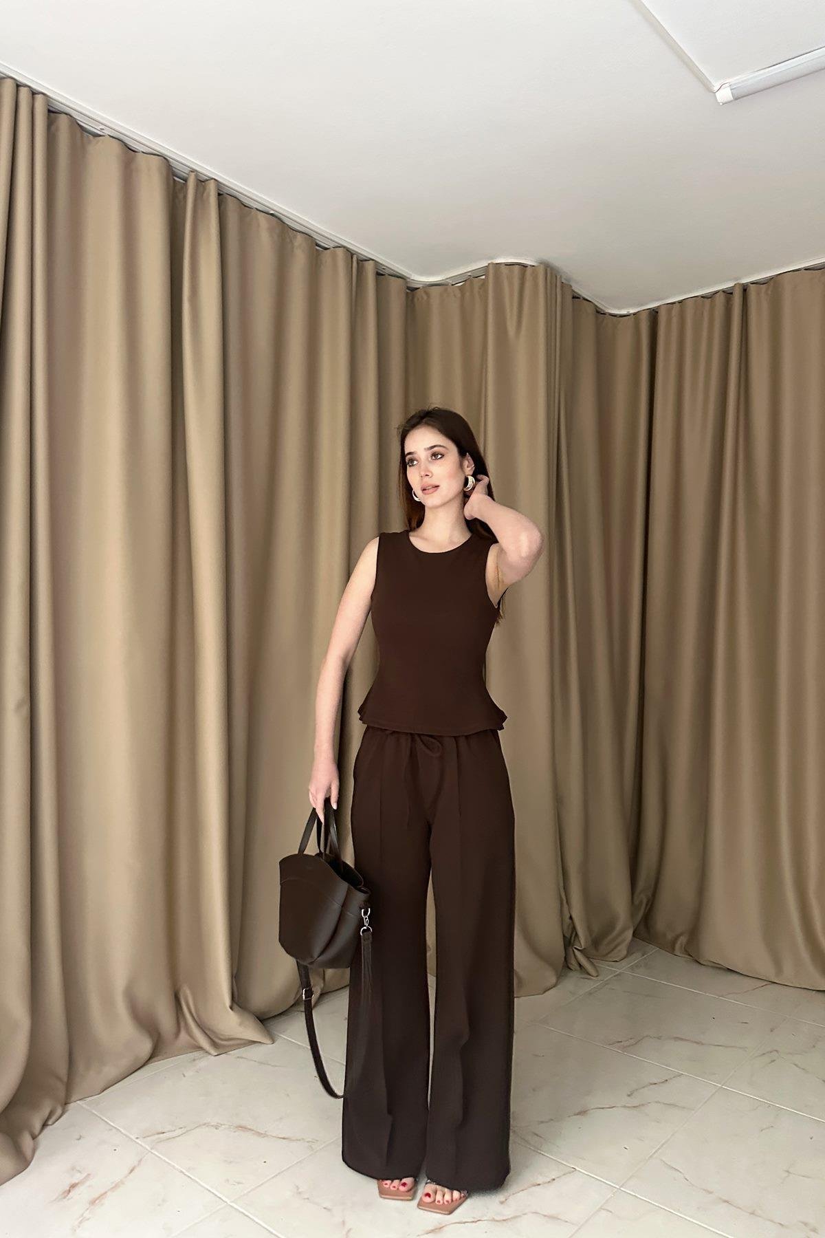 BAĞCIKLI ÖRME CREP PANTOLON