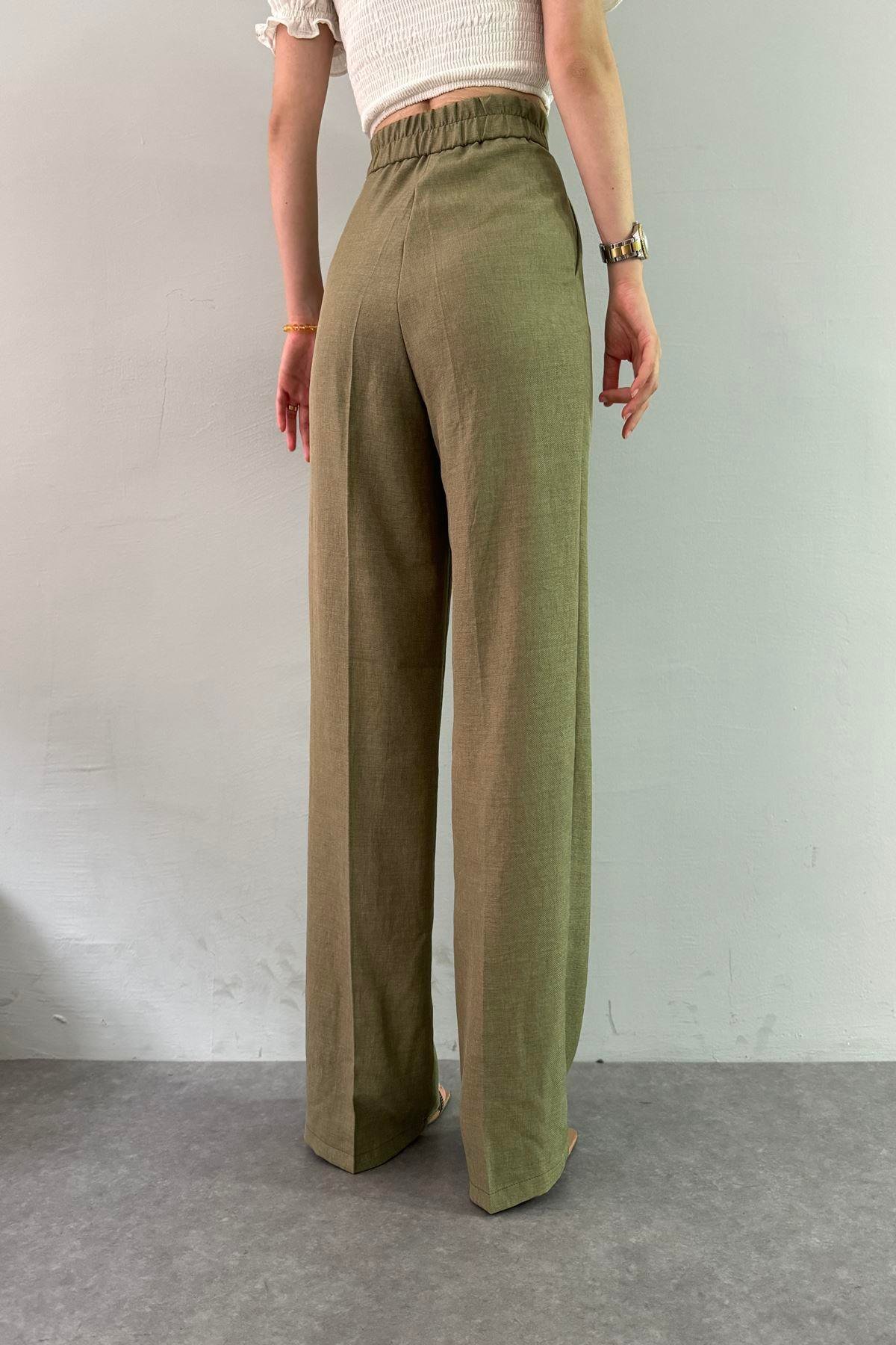 BEL ARKA LASTİK DETAYLI PANTOLON
