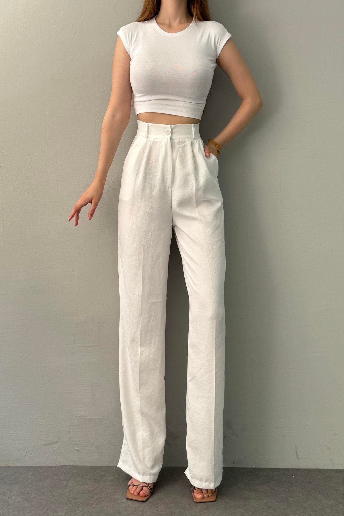 BEL ARKA LASTİK DETAYLI PANTOLON