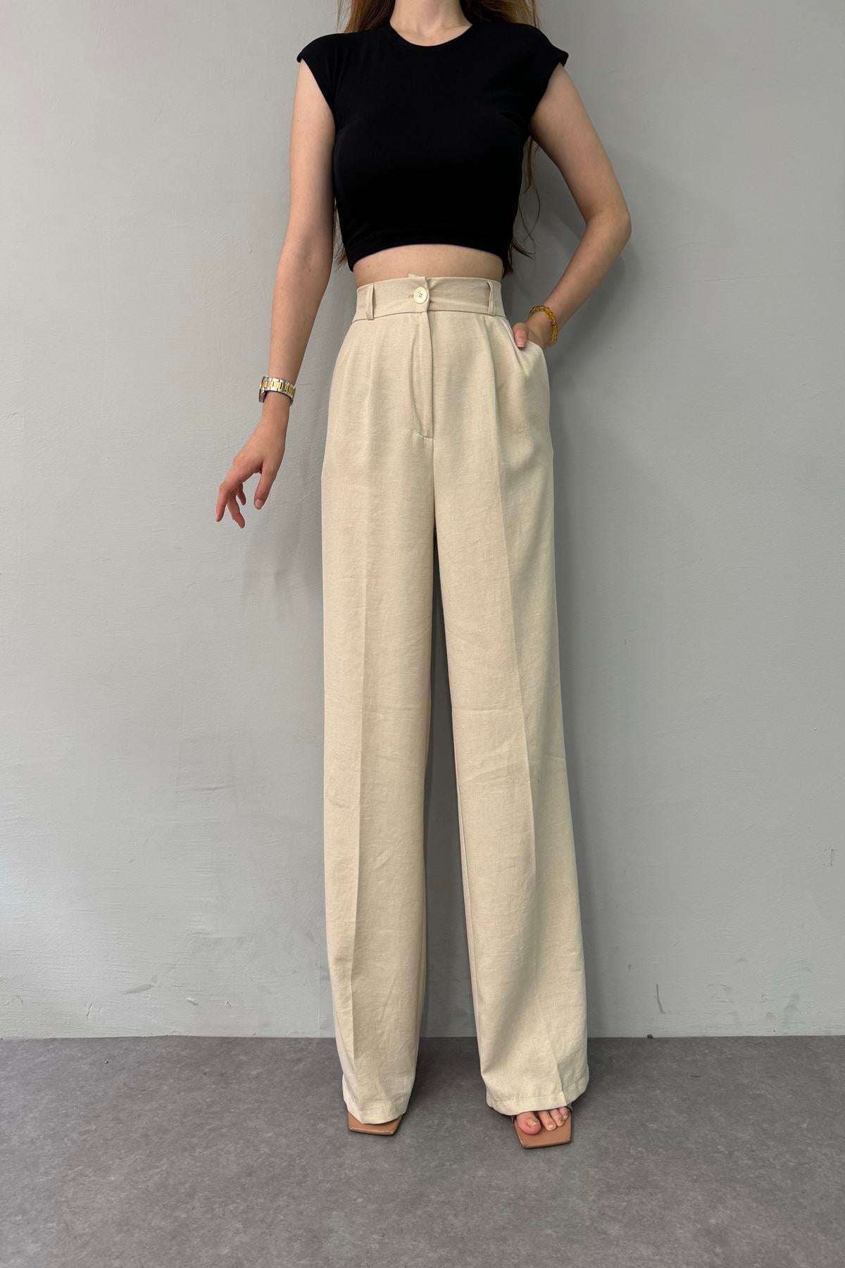BEL ARKA LASTİK DETAYLI PANTOLON