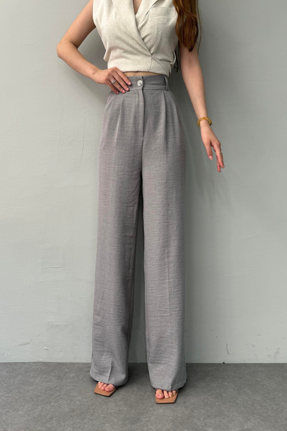 BEL ARKA LASTİK DETAYLI PANTOLON