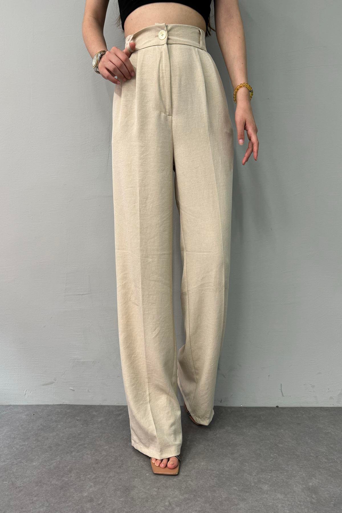 BEL ARKA LASTİK DETAYLI PANTOLON