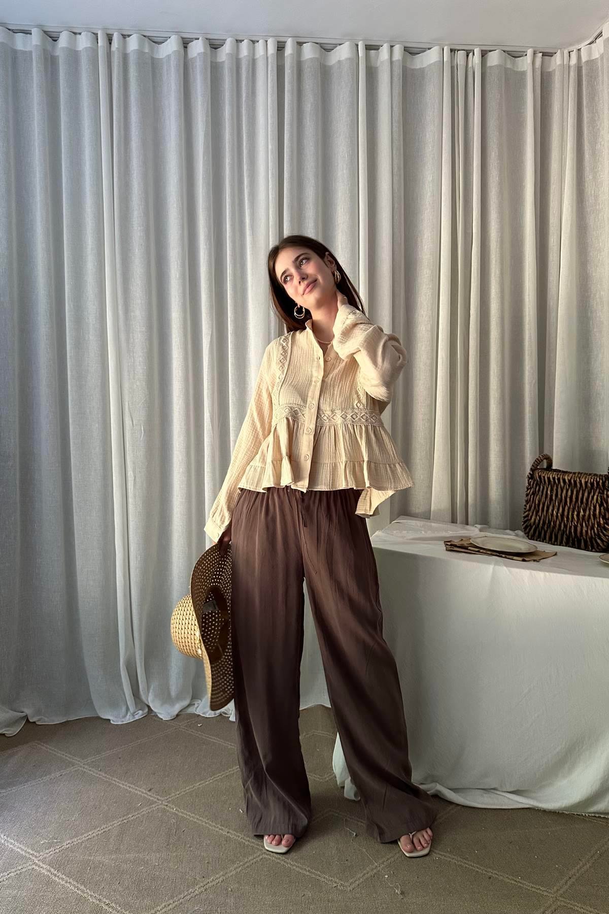 BEL BAĞCIK DETAY TENCEL PANTOLON