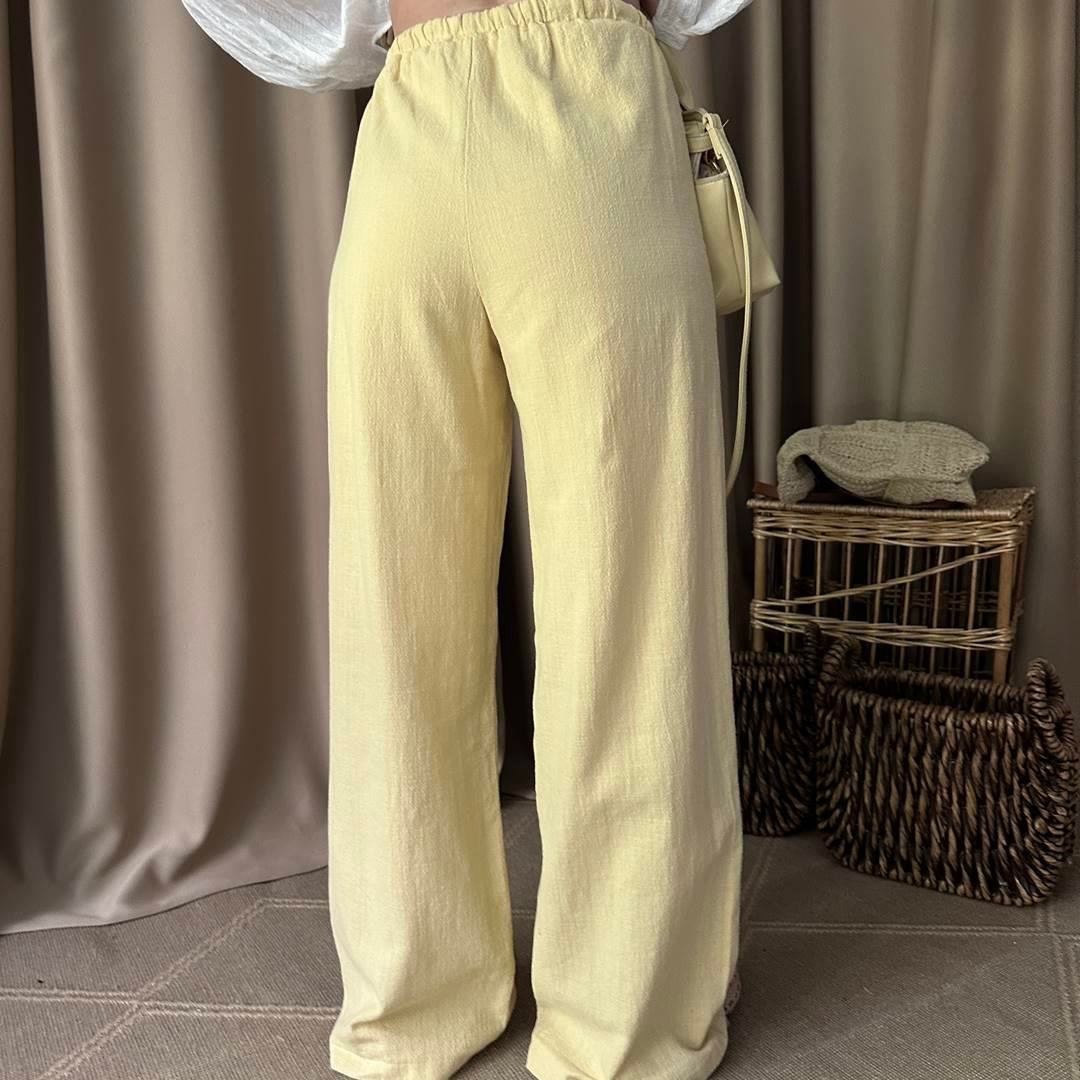 BEL BAĞCIKLI KETEN PANTOLON