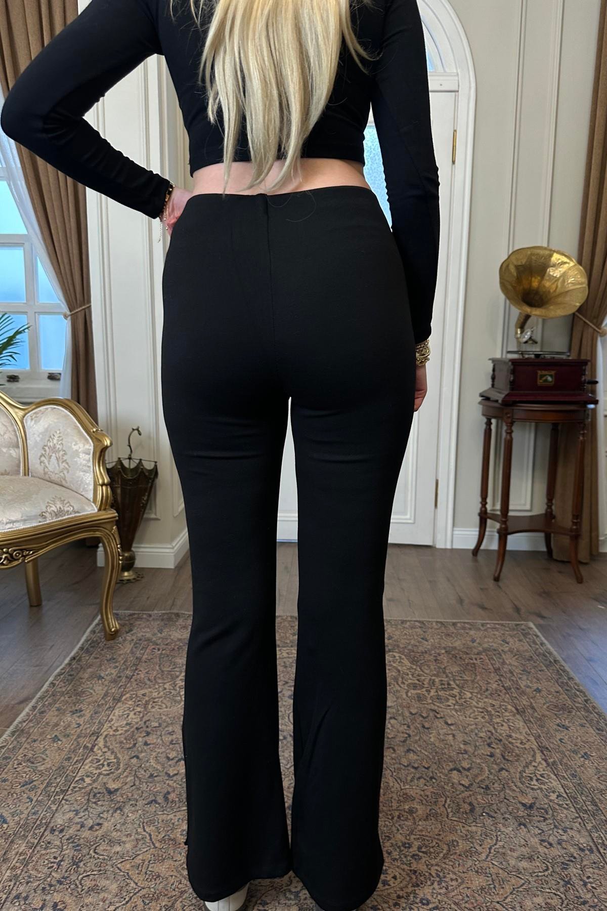 BEL BÜZGÜ DETAY İSPANYOL PAÇA TAYT PANTOLON