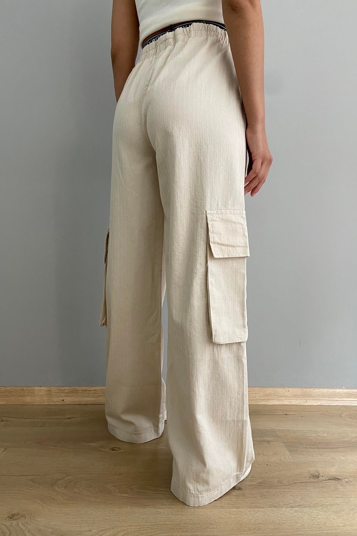 BEL LASTİK DETAY KARGO PANTALON