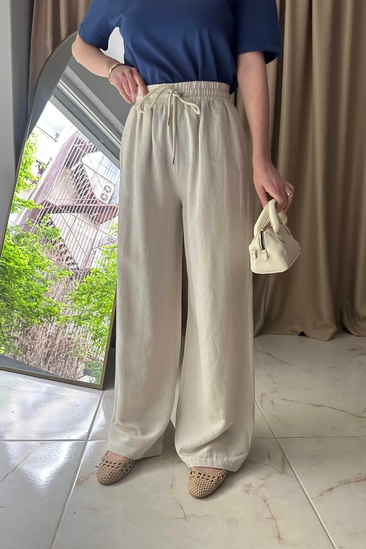 BEL LASTİK DETAYLI PANTOLON