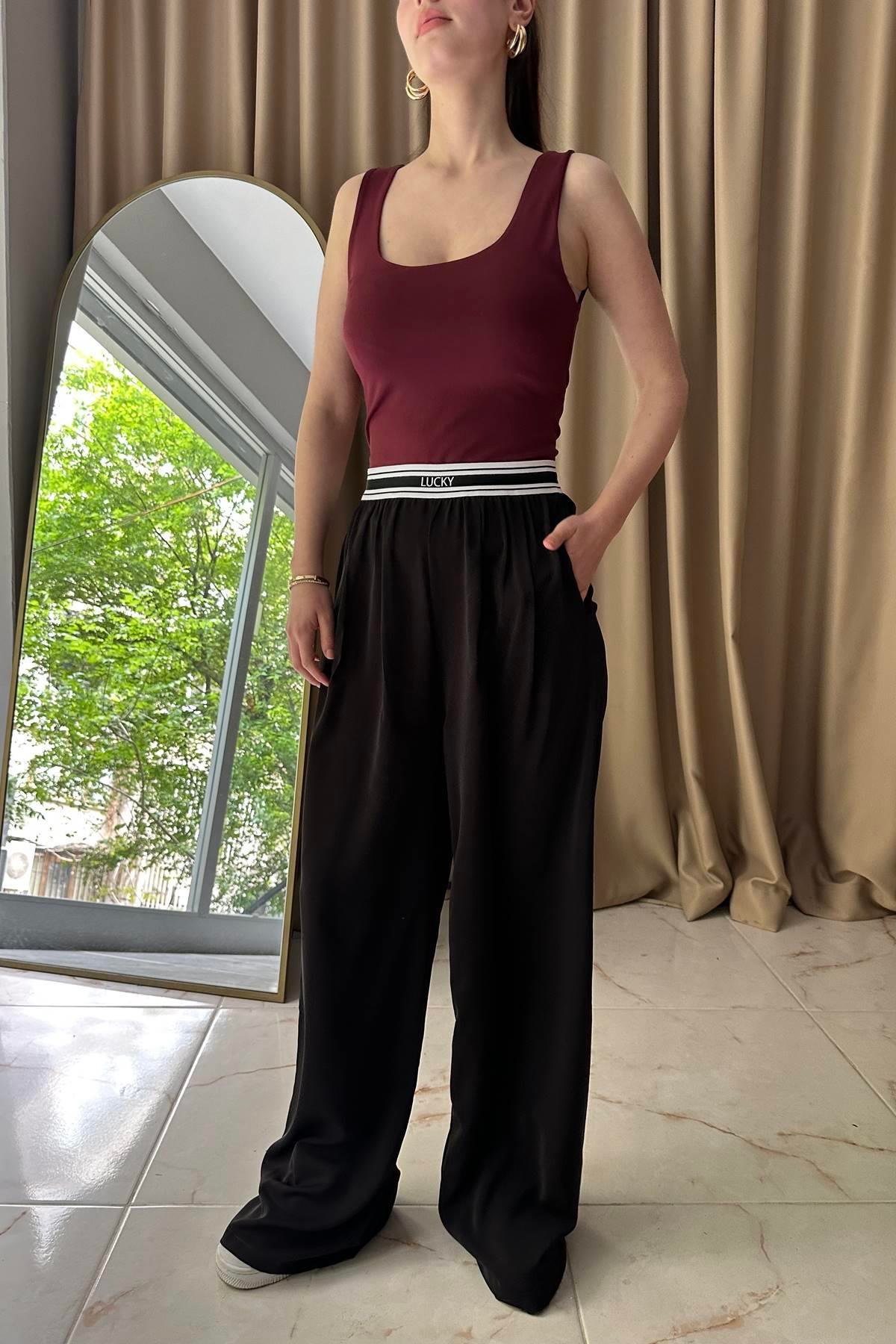 BEL LASTİK DETAYLI PANTOLON