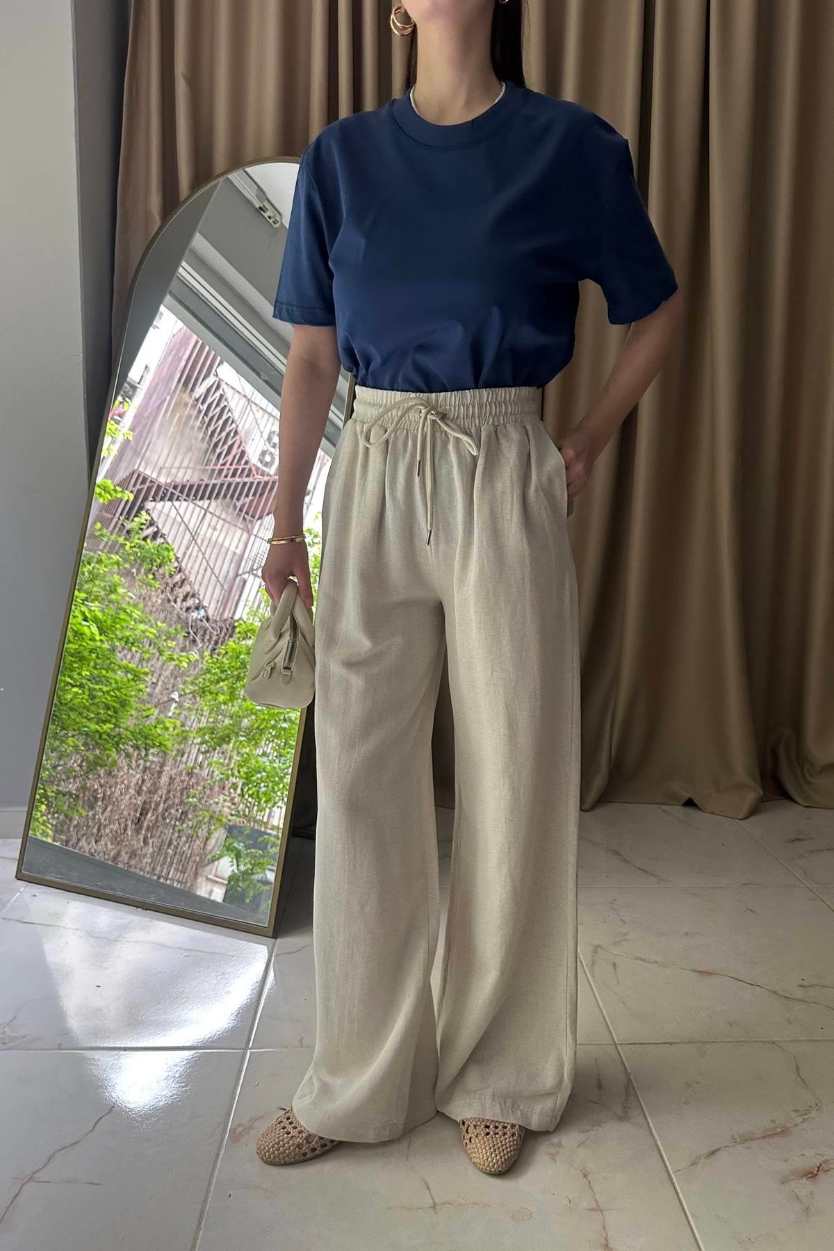 BEL LASTİK DETAYLI PANTOLON
