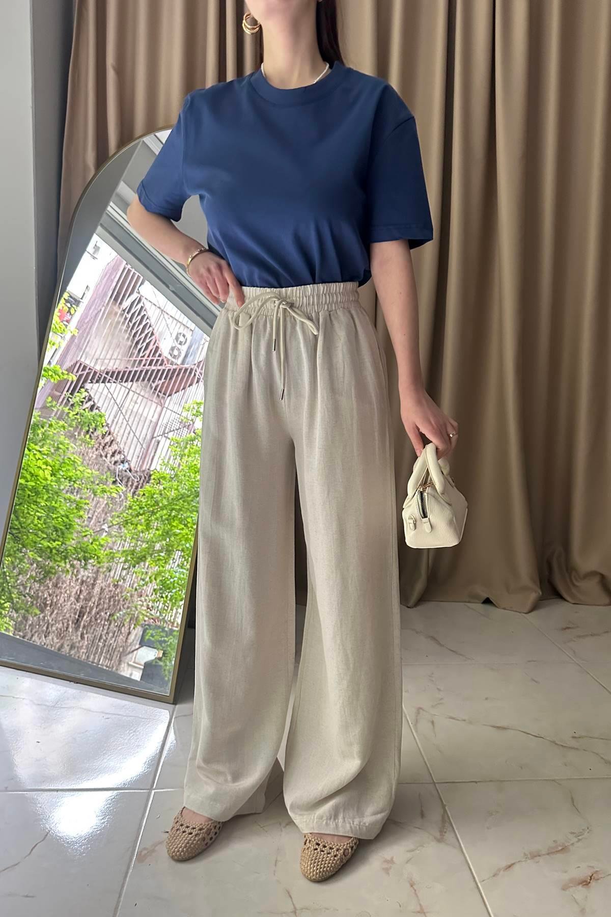 BEL LASTİK DETAYLI PANTOLON