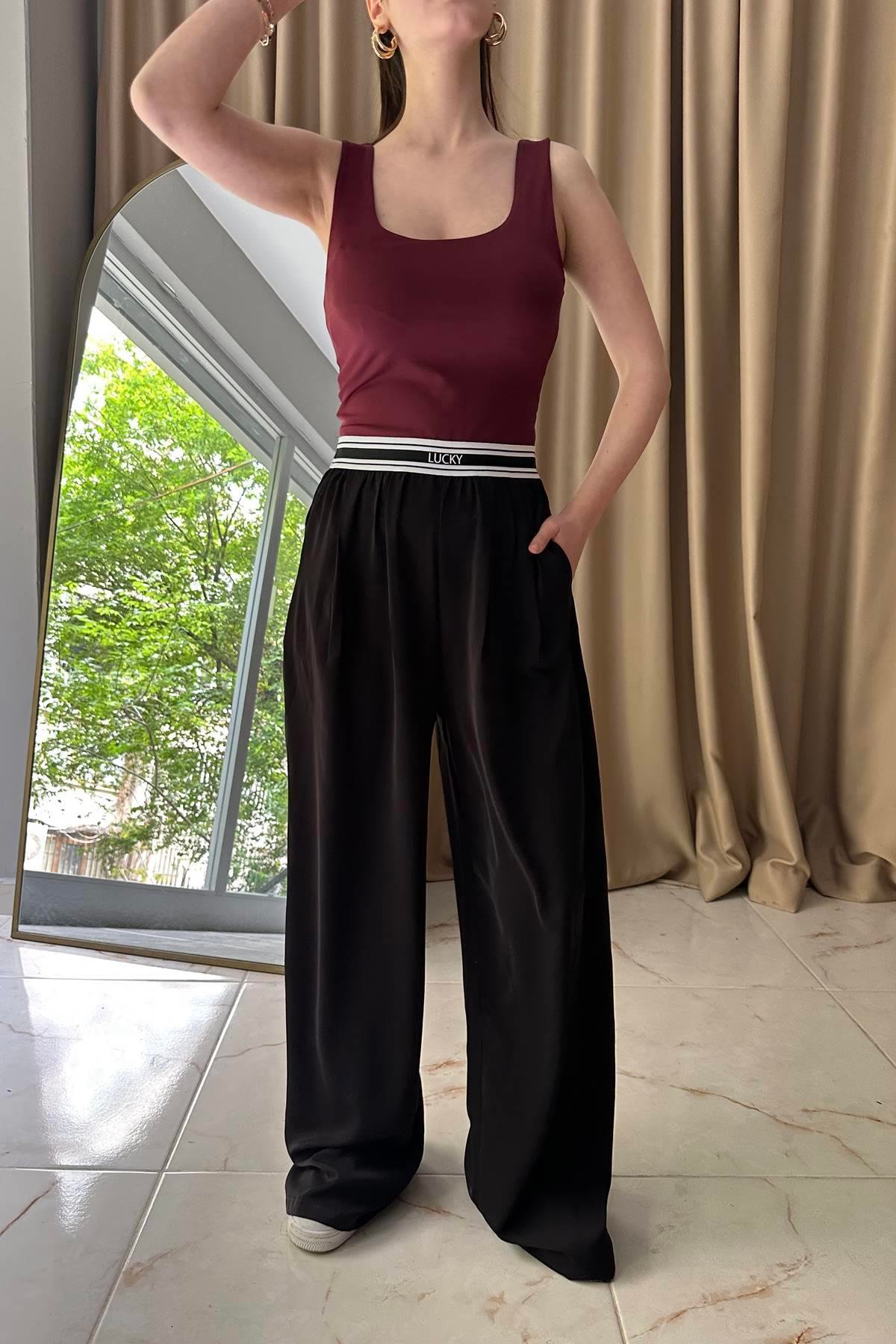 BEL LASTİK DETAYLI PANTOLON