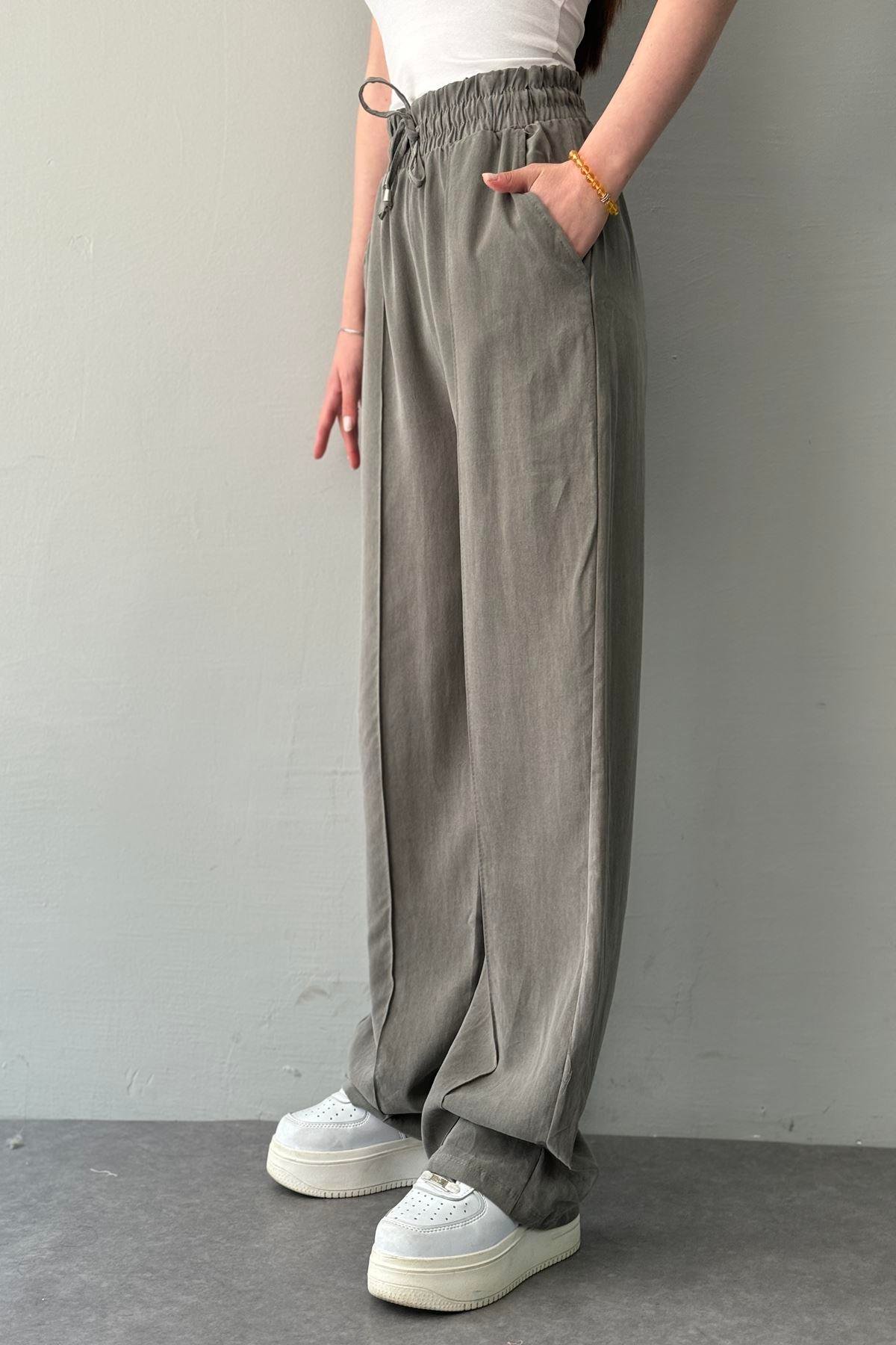 BEL LASTİKLİ ÇİMALI TENCEL PANTOLON
