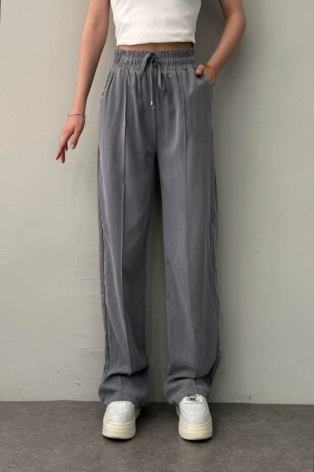 BEL LASTİKLİ ÇİMALI TENCEL PANTOLON