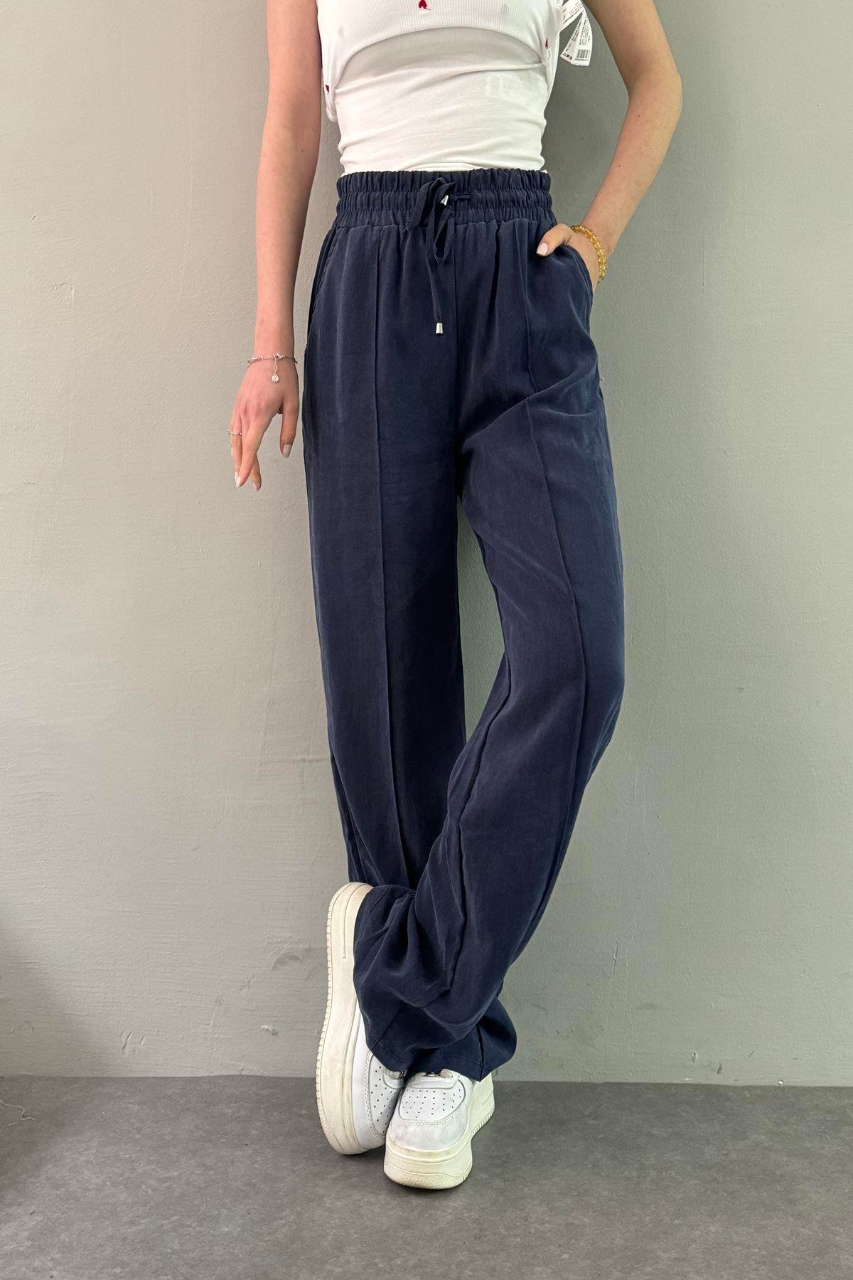 BEL LASTİKLİ ÇİMALI TENCEL PANTOLON