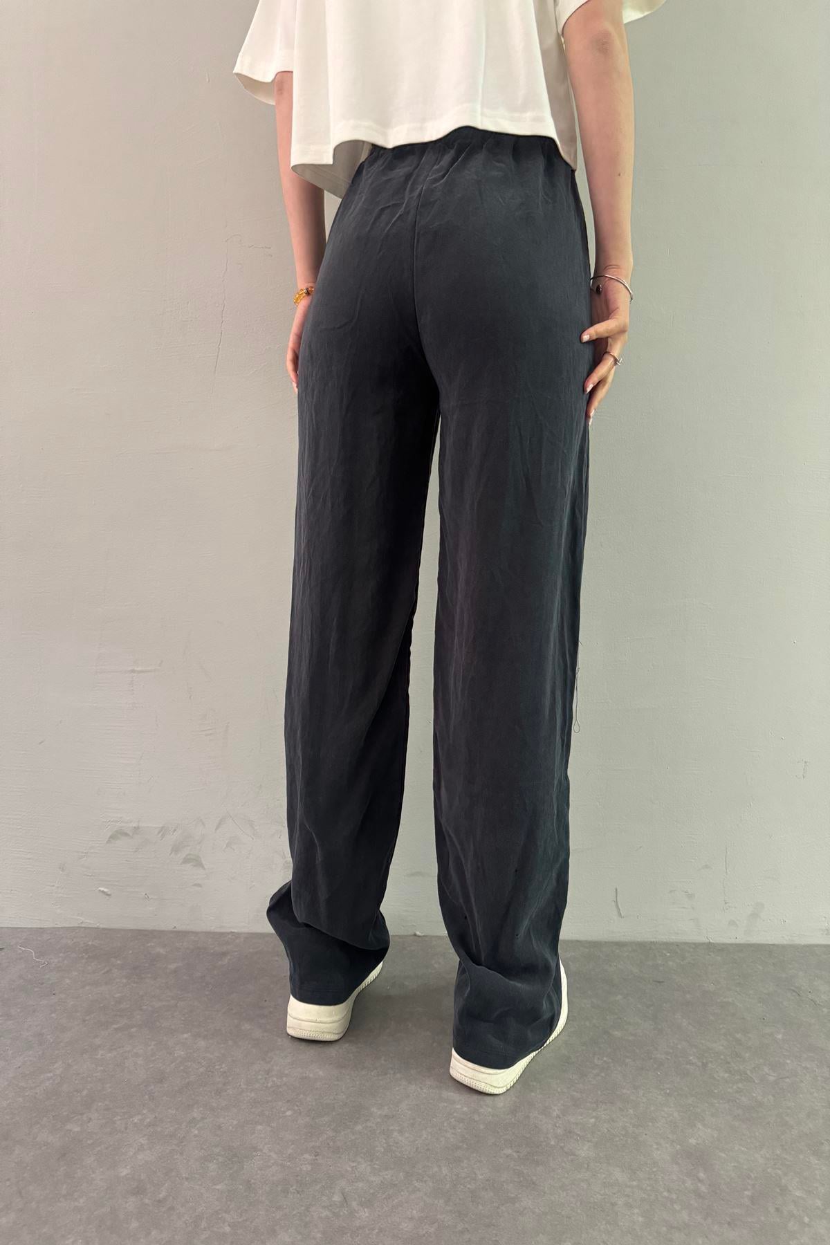 BEL LASTİKLİ ÇİMALI TENCEL PANTOLON
