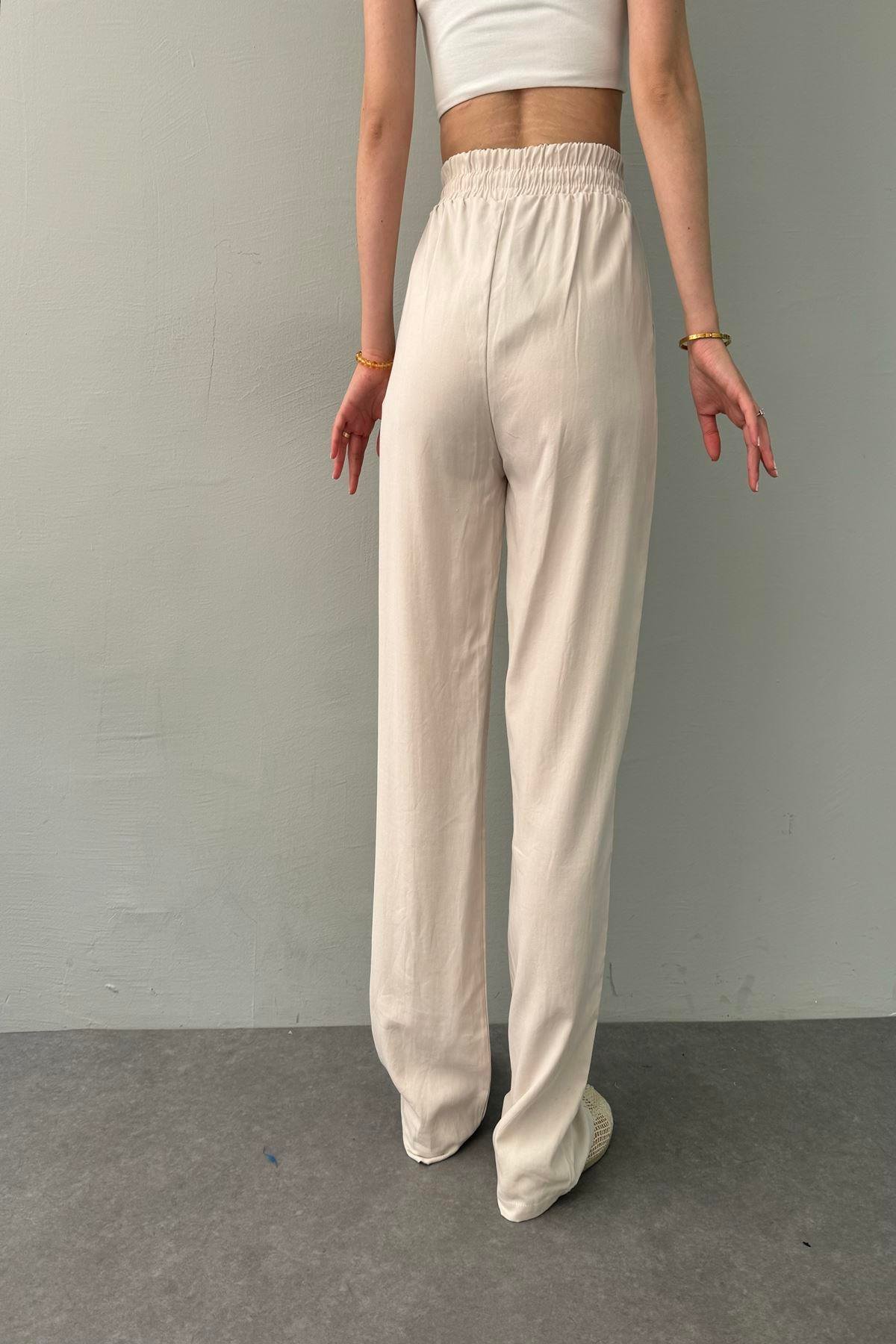 BEL LASTİKLİ ÇİMALI TENCEL PANTOLON