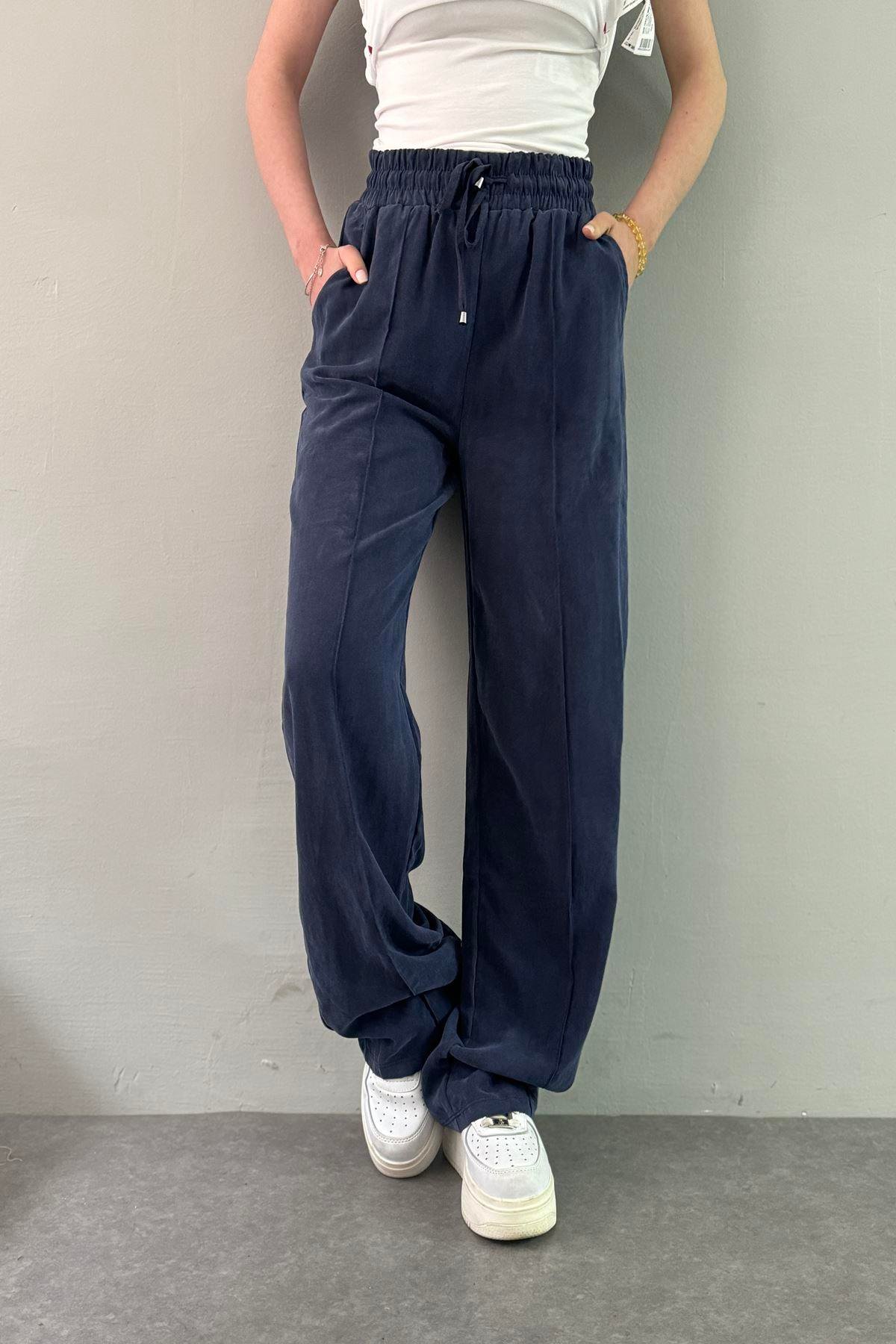 BEL LASTİKLİ ÇİMALI TENCEL PANTOLON