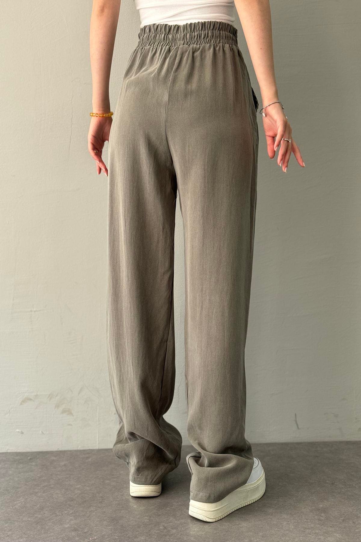 BEL LASTİKLİ ÇİMALI TENCEL PANTOLON