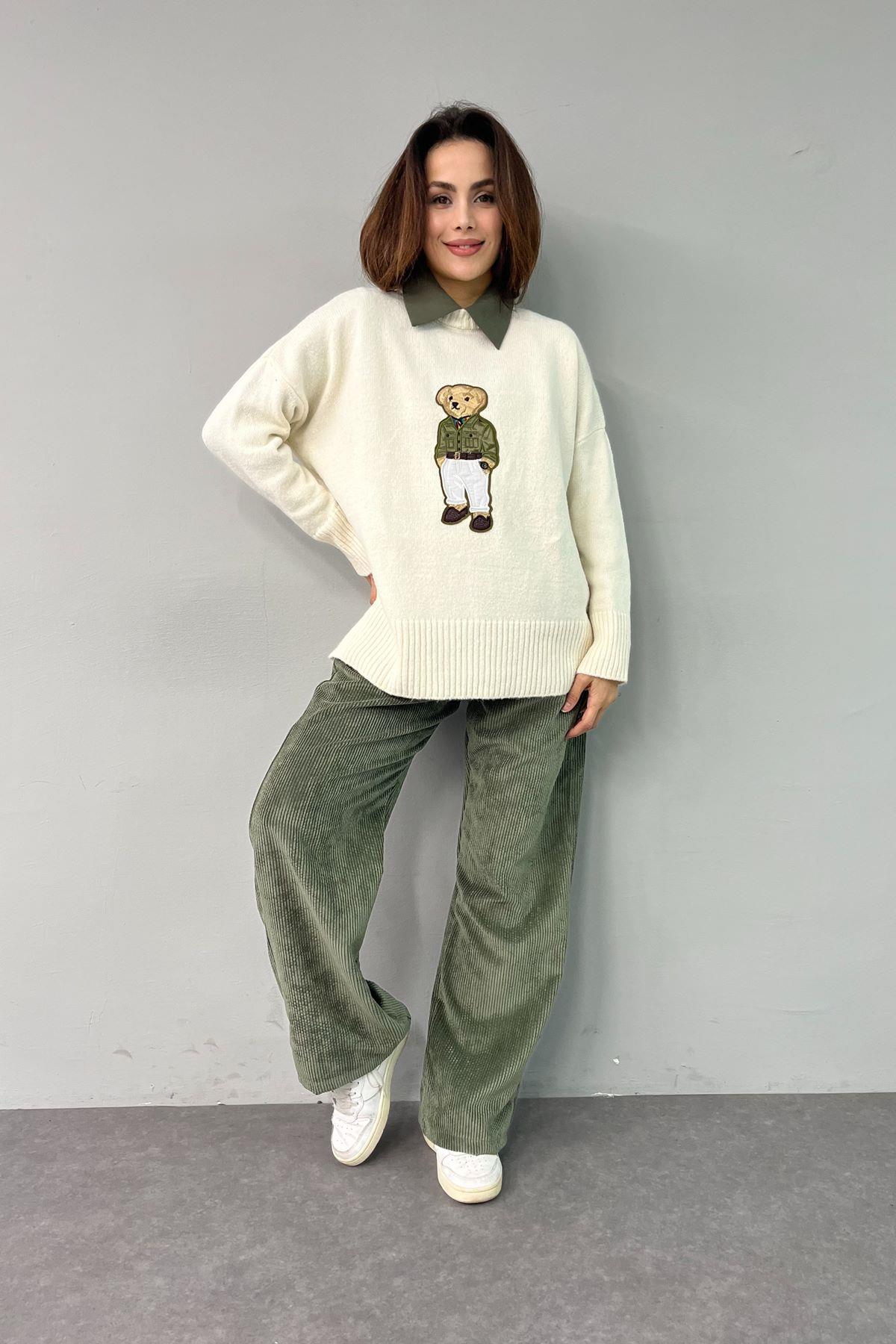 BEL LASTİKLİ KADİFE PANTOLON