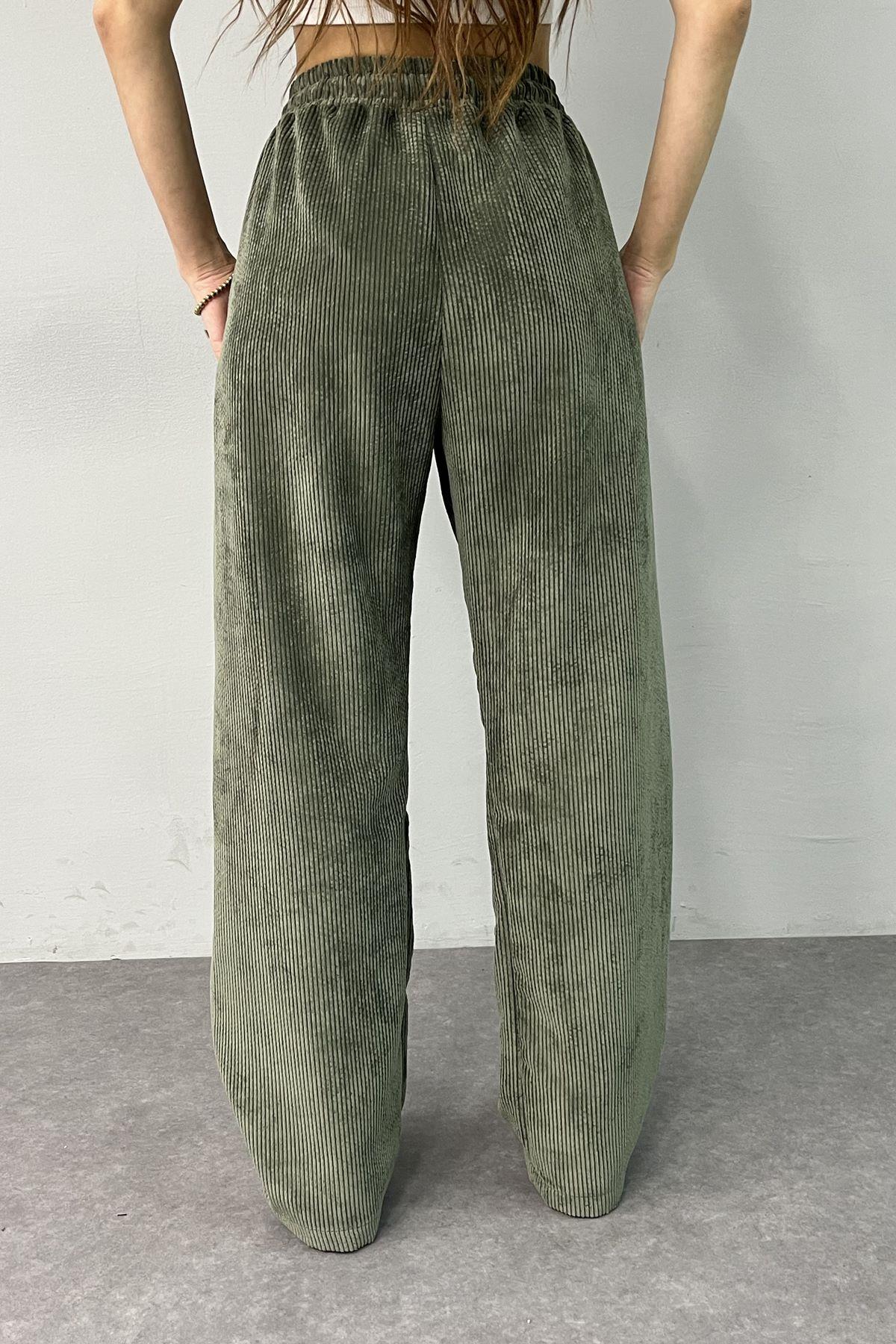 BEL LASTİKLİ KADİFE PANTOLON