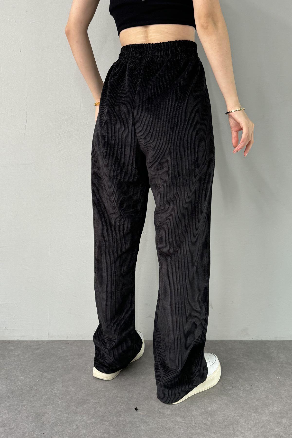 BEL LASTİKLİ KADİFE PANTOLON
