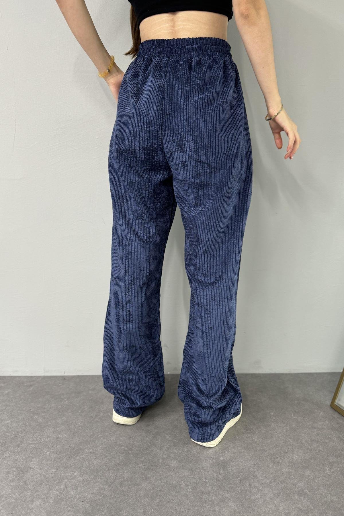 BEL LASTİKLİ KADİFE PANTOLON