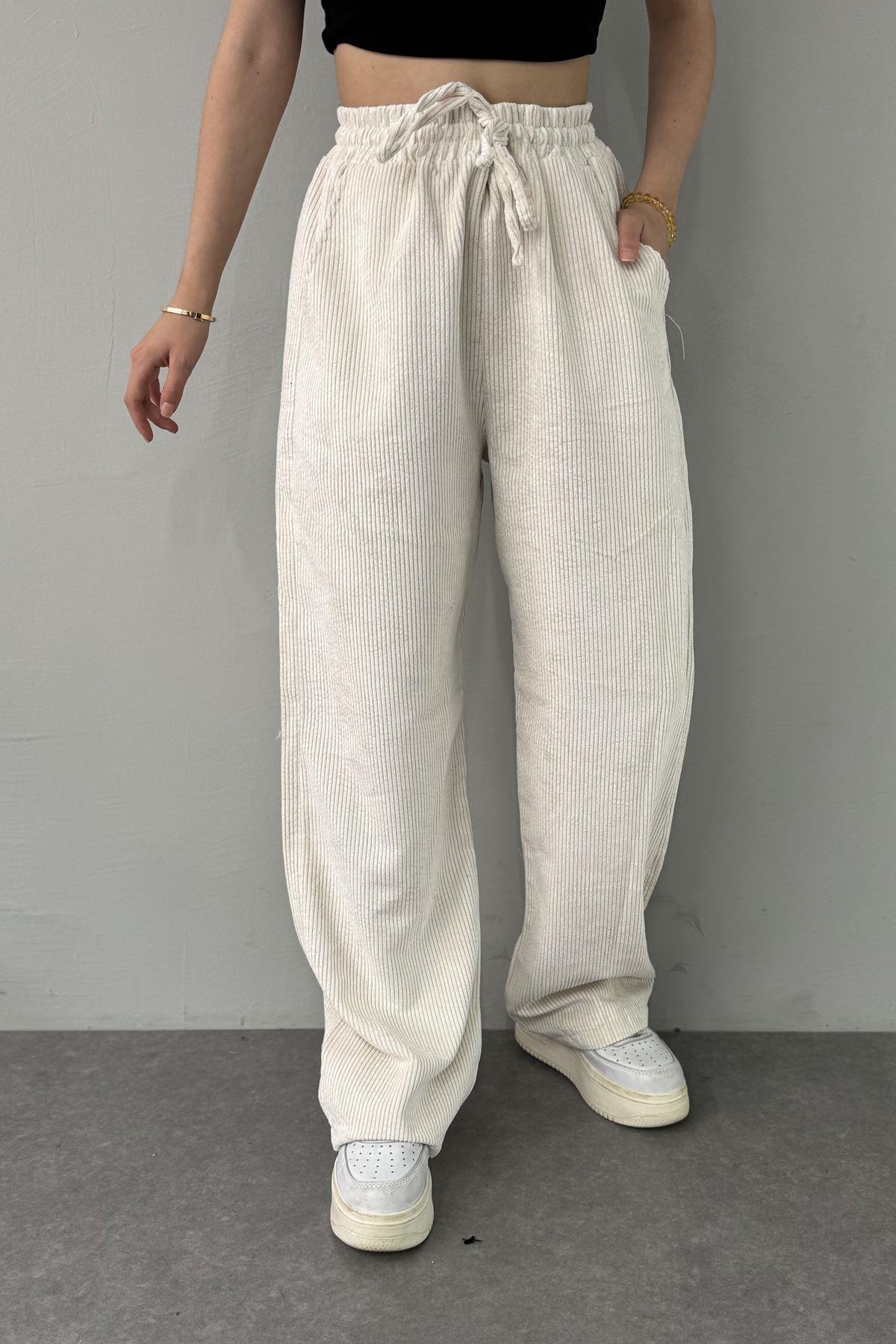 BEL LASTİKLİ KADİFE PANTOLON
