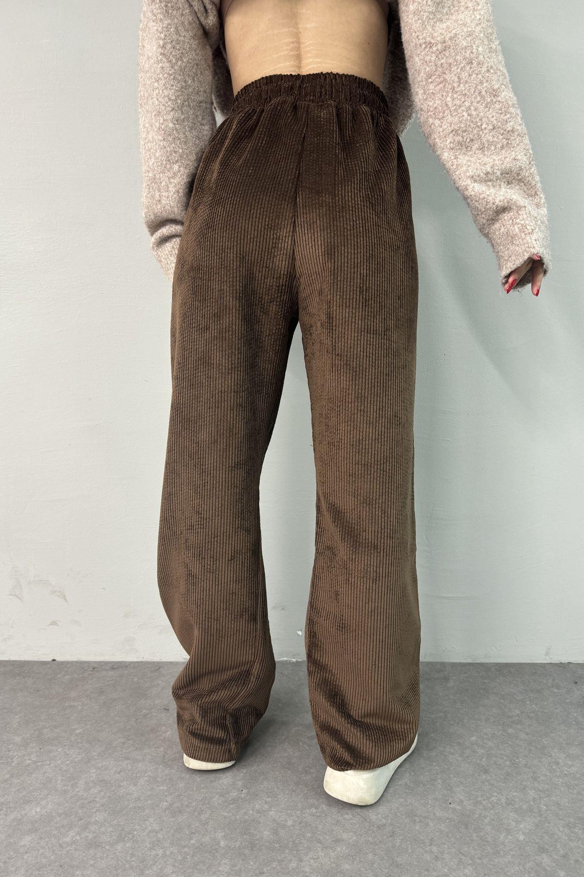 BEL LASTİKLİ KADİFE PANTOLON