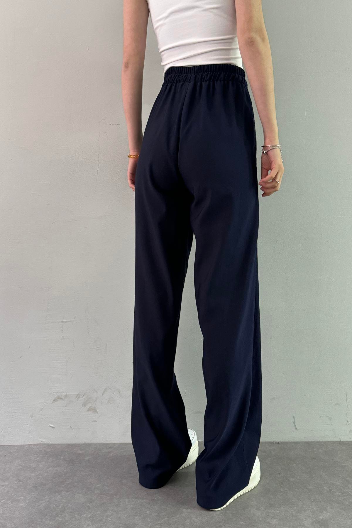 BEL LASTİKLİ KETEN PANTOLON