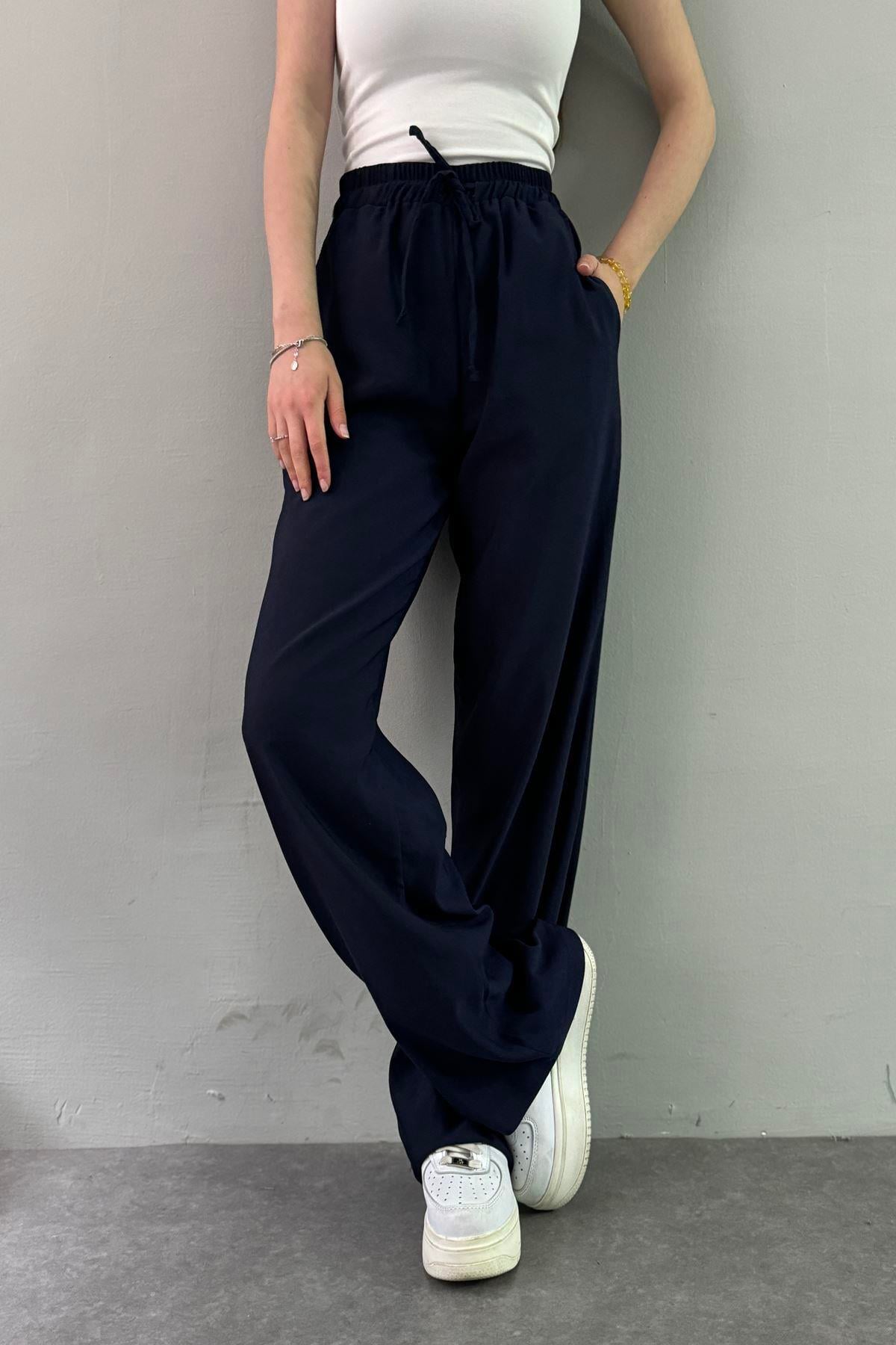 BEL LASTİKLİ KETEN PANTOLON