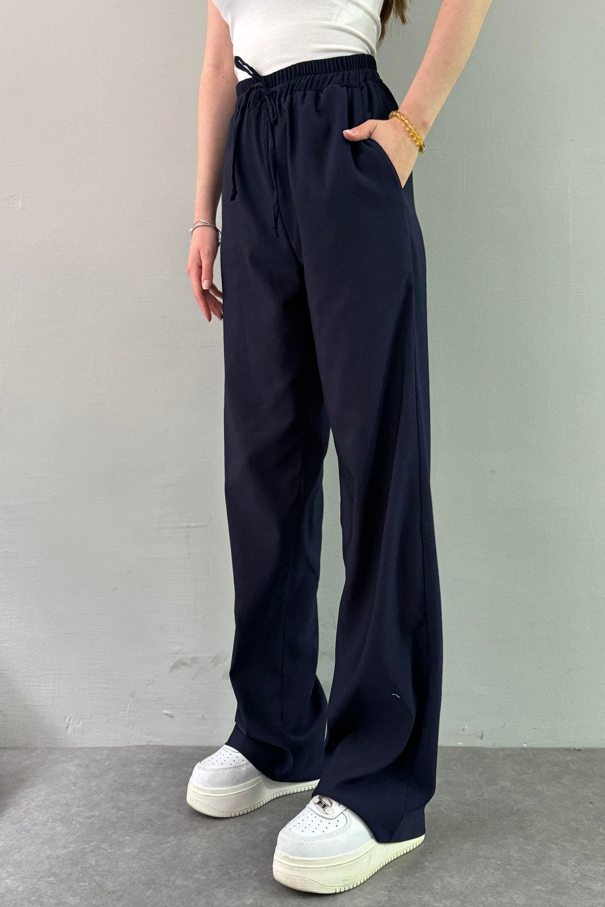 BEL LASTİKLİ KETEN PANTOLON