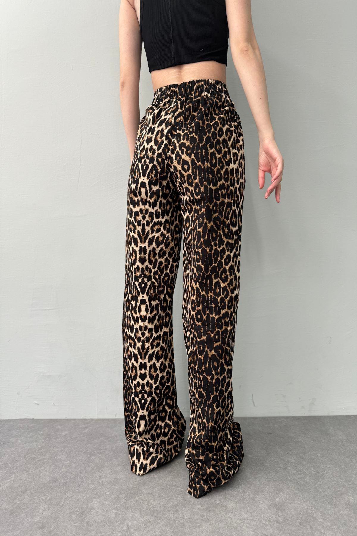 BEL LASTİKLİ LEOPAR PANTOLON
