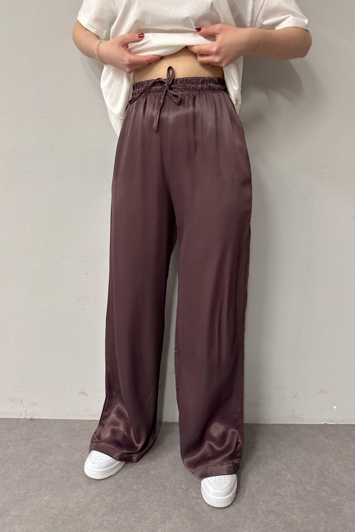 BEL LASTİKLİ SATEN PANTOLON