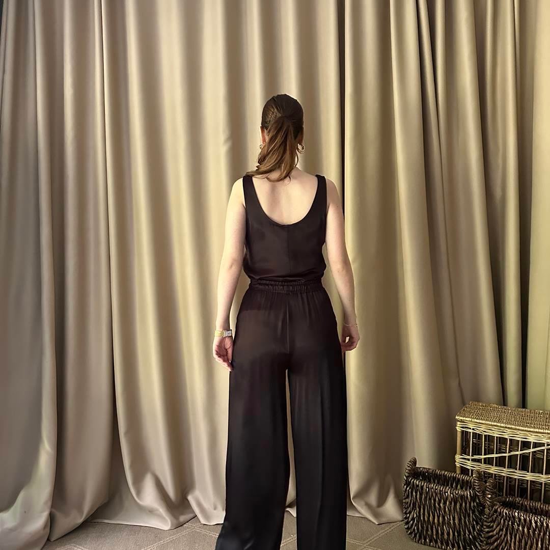 BEL LASTİKLİ SATEN PANTOLON