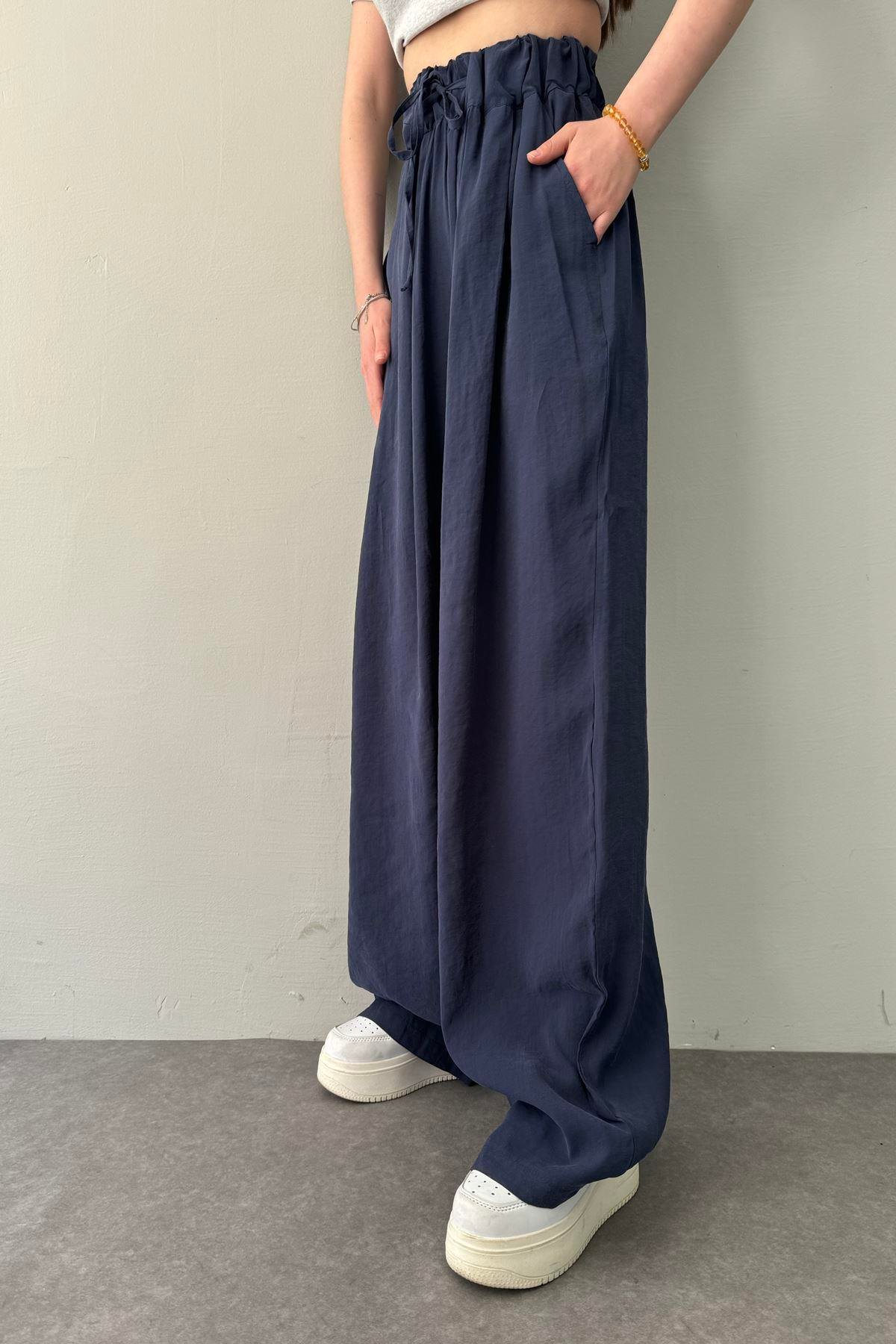 BEL LASTİKLİ TENCEL BOL  PANTOLON