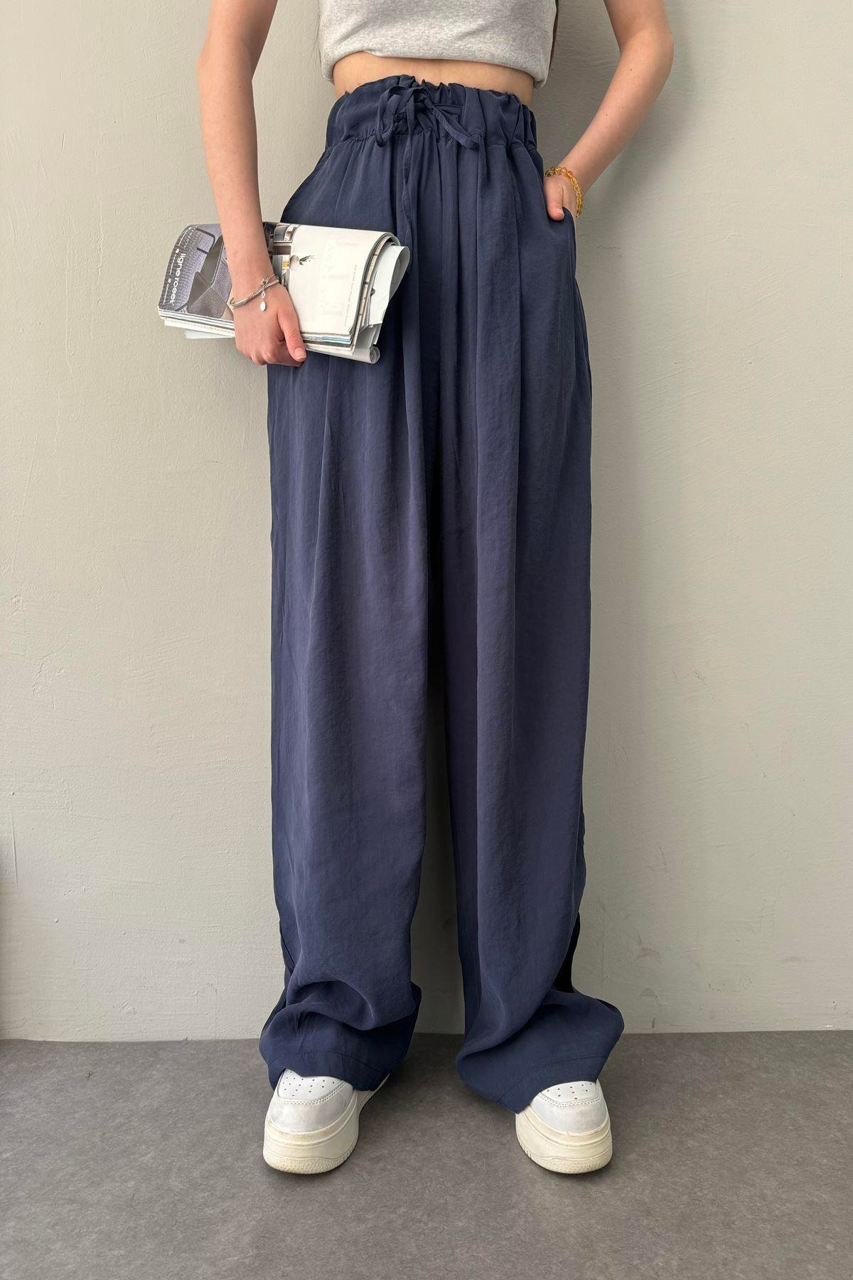 BEL LASTİKLİ TENCEL BOL  PANTOLON