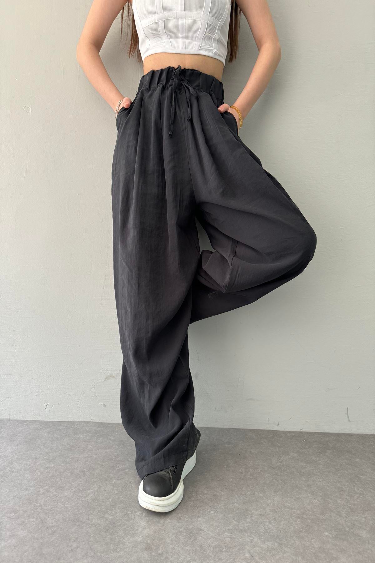 BEL LASTİKLİ TENCEL BOL  PANTOLON