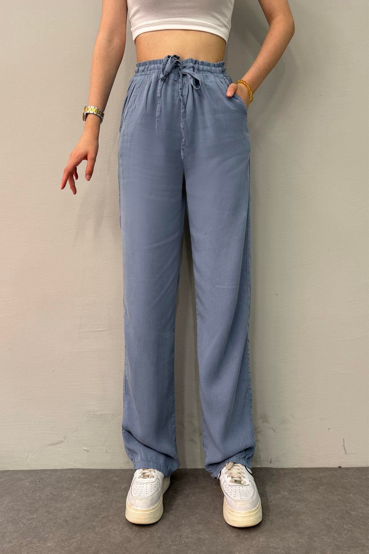BEL LASTİKLİ TENCEL PANTOLON