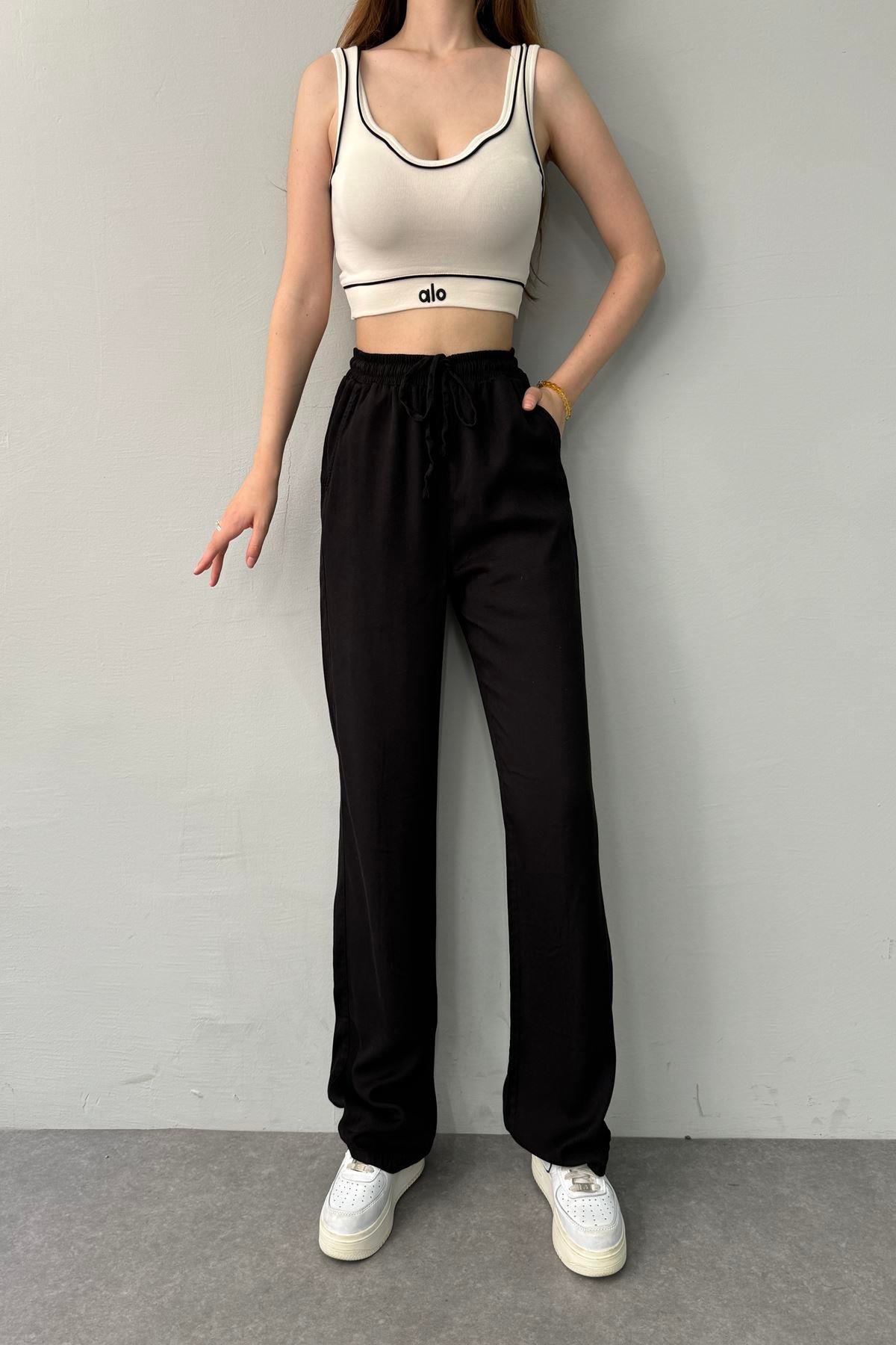 BEL LASTİKLİ TENCEL PANTOLON